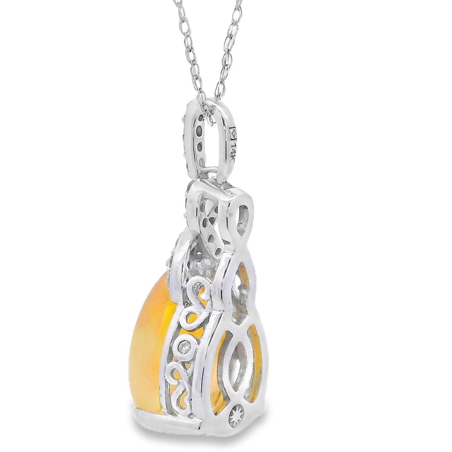 Colgantes de moda de ópalo y diamante de 1,94 ct, oro amarillo de 14K