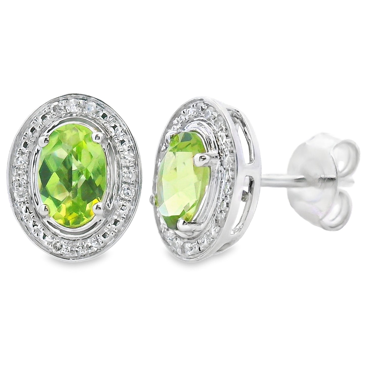Pendientes de peridoto y diamante de 1,18 ct en oro blanco de 10 kt