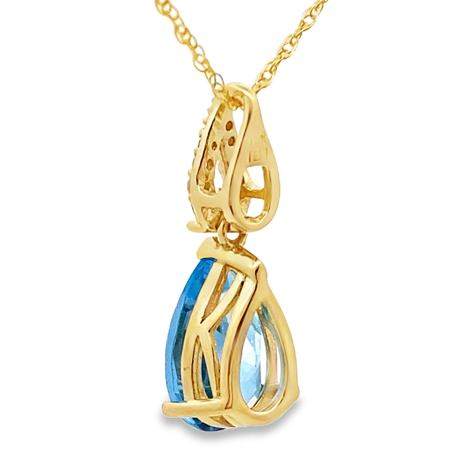 Colgantes de moda de topacio azul y diamantes, oro amarillo de 10 quilates