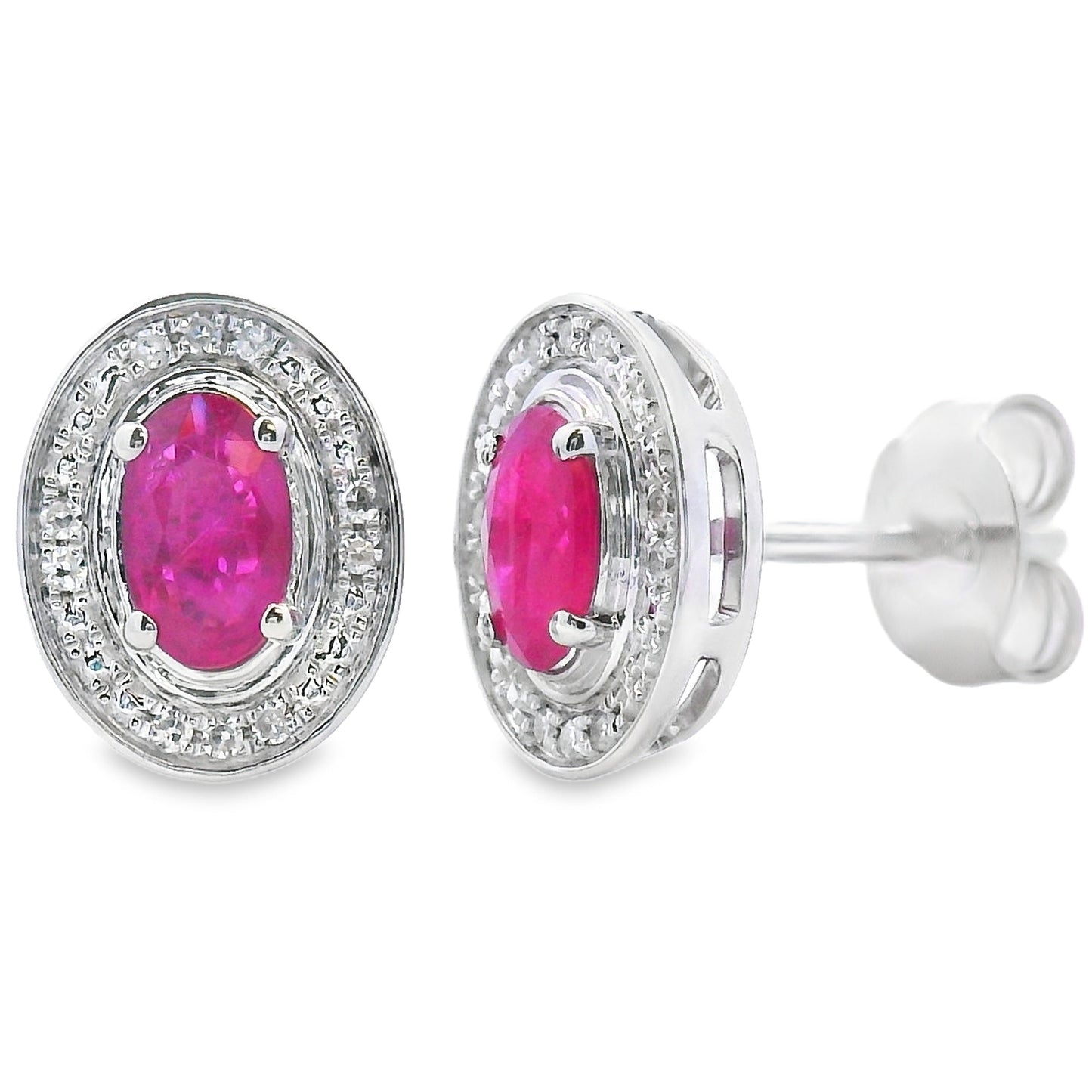 Pendientes de Rubí y Diamantes de .73ct en Oro Blanco de 10K