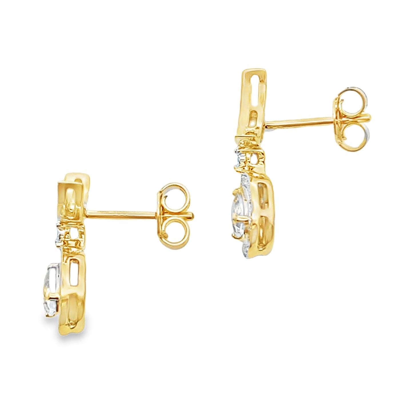 Pendientes colgantes de aguamarina y diamantes de oro amarillo de 10 quilates