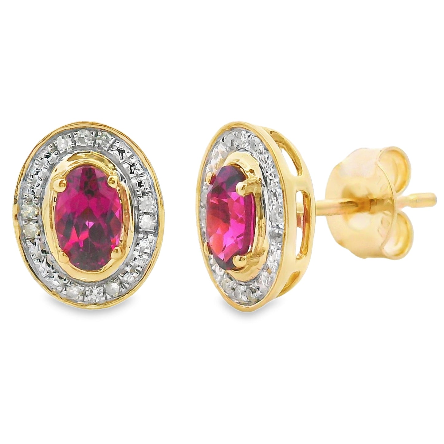Pendientes de granate y diamantes de 0,67 ct en oro amarillo de 10 kt