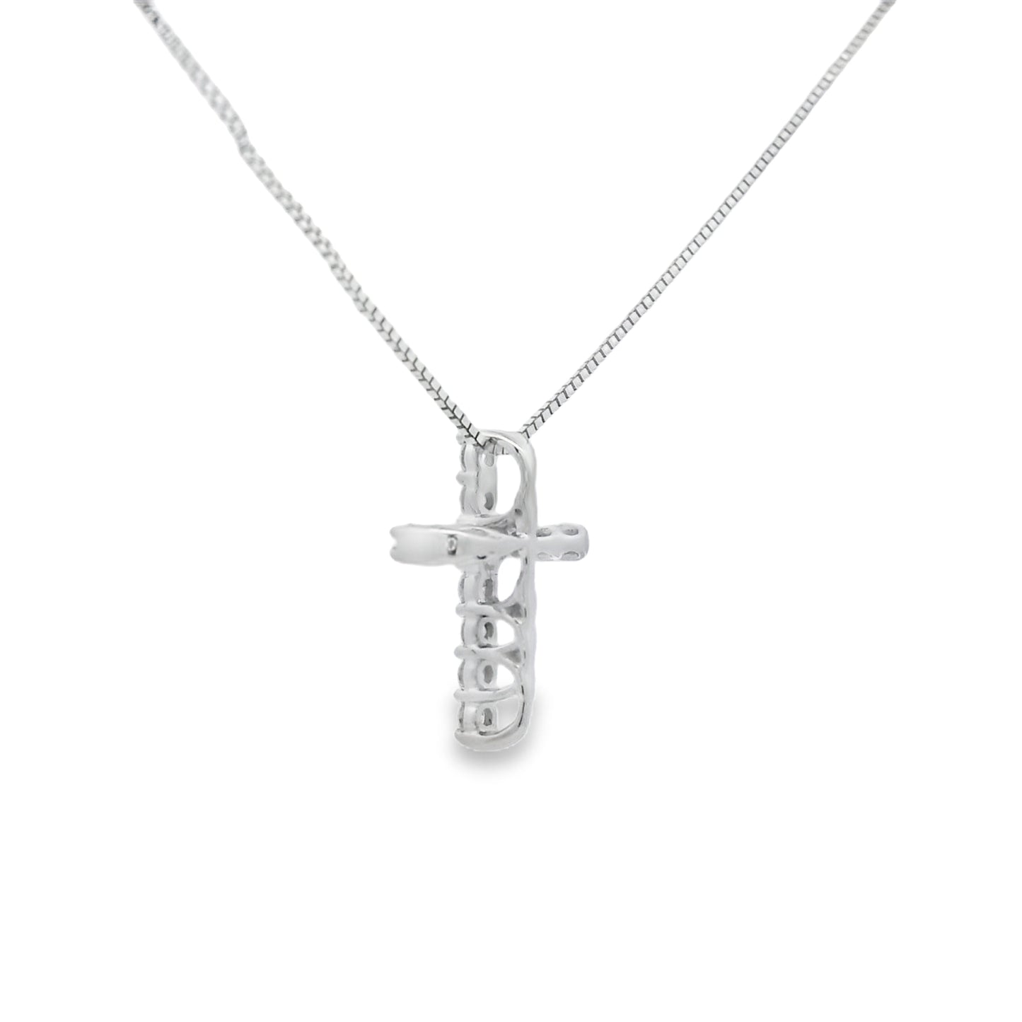 Cruz con diamante de 0,15 quilates, colgante religioso, oro blanco de 14 quilates