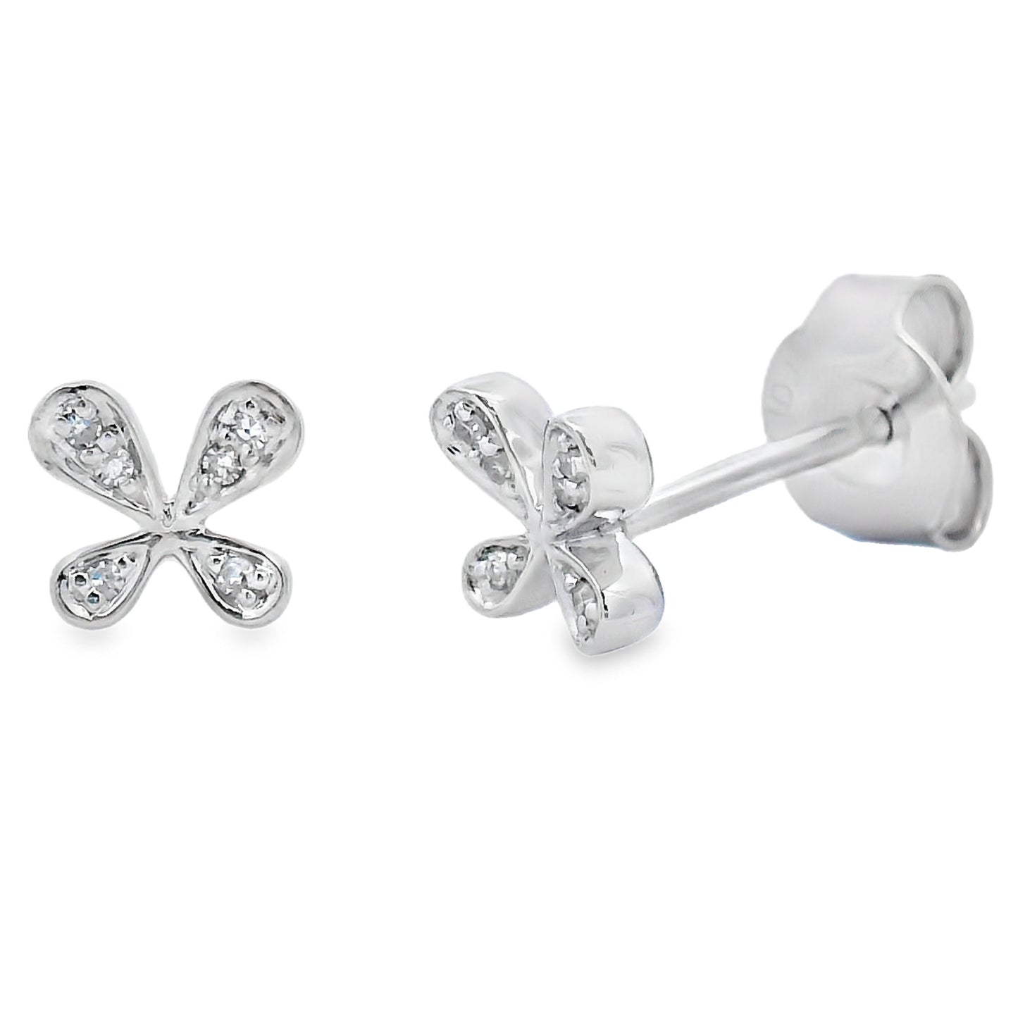 Pendientes de oro blanco de 10 qt con diamante de 0,03 ct