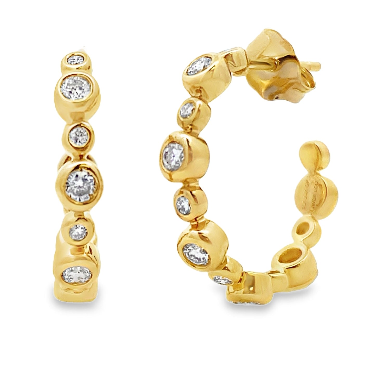 Pendientes de aro chapados en oro de plata de ley de 0,50 ct