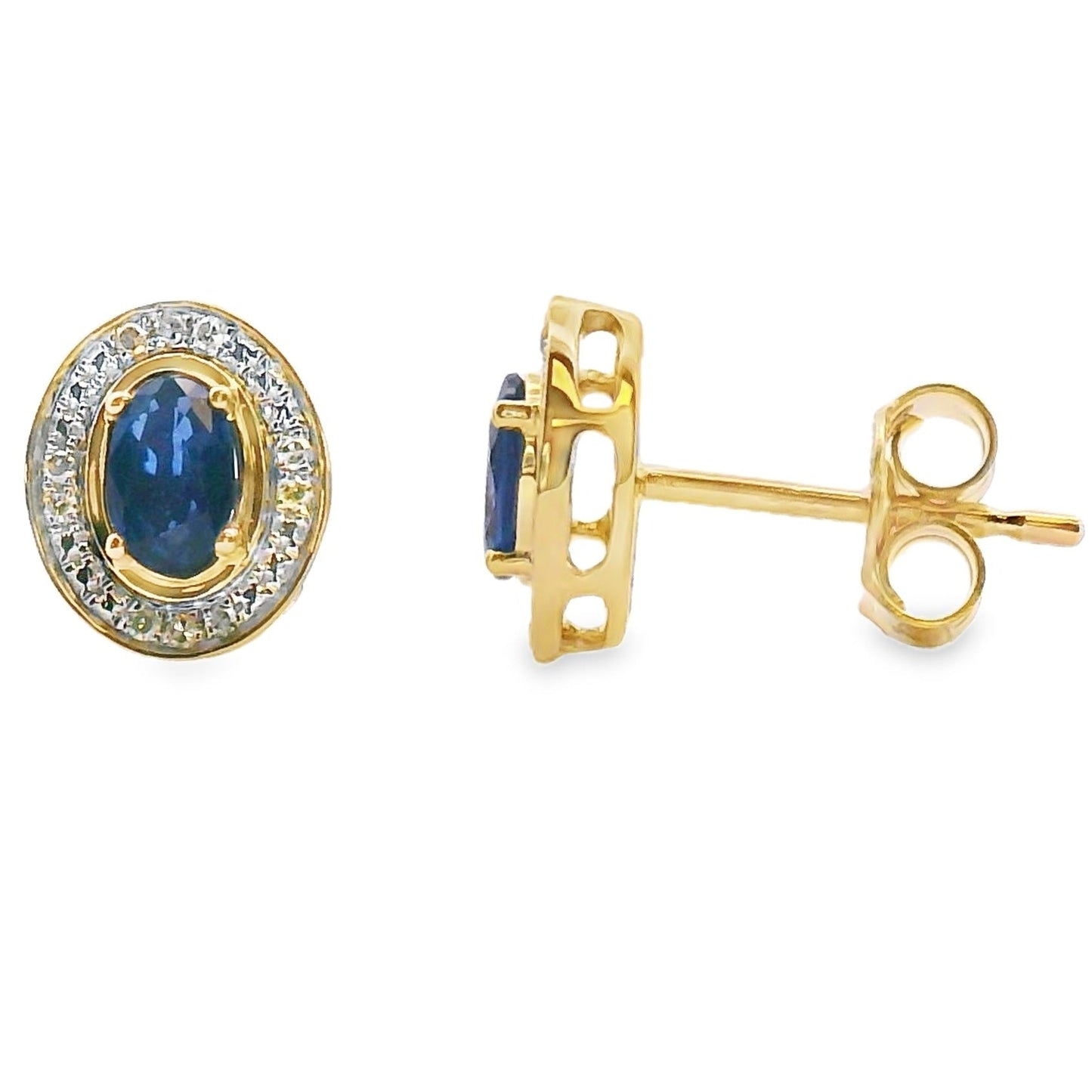 Pendientes de zafiro de 0,61 ct y diamantes en oro amarillo de 10 kt
