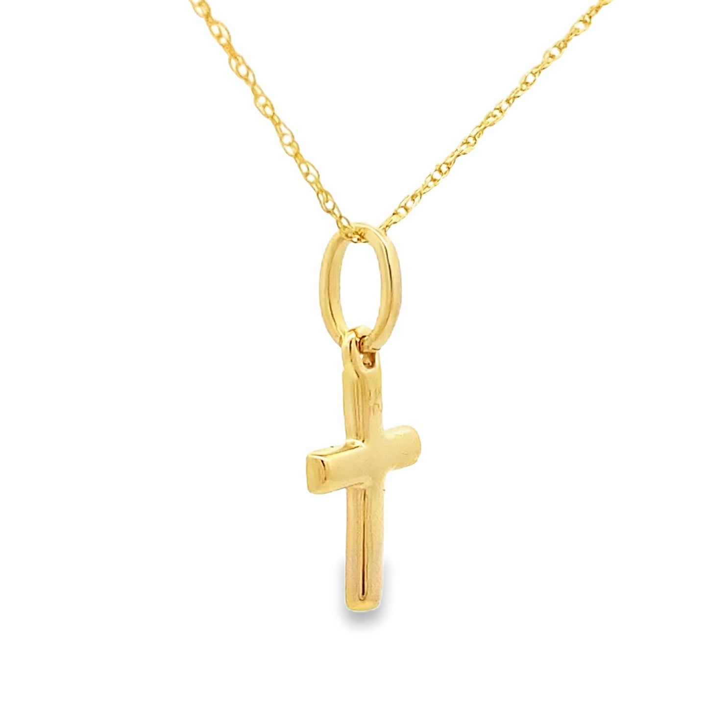 Colgante religioso de cruz con diamante de 0,05 ct en oro amarillo de 14 kt