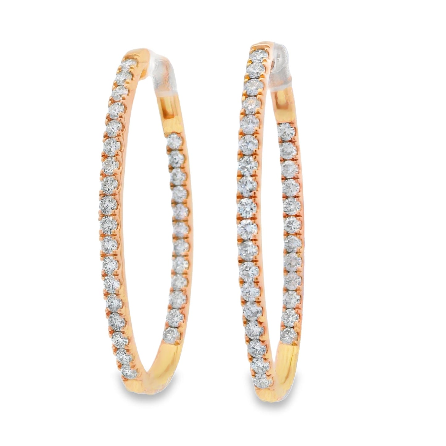 Pendientes de aro con diamantes cultivados en laboratorio de 3,00 ct en oro amarillo de 10 kt
