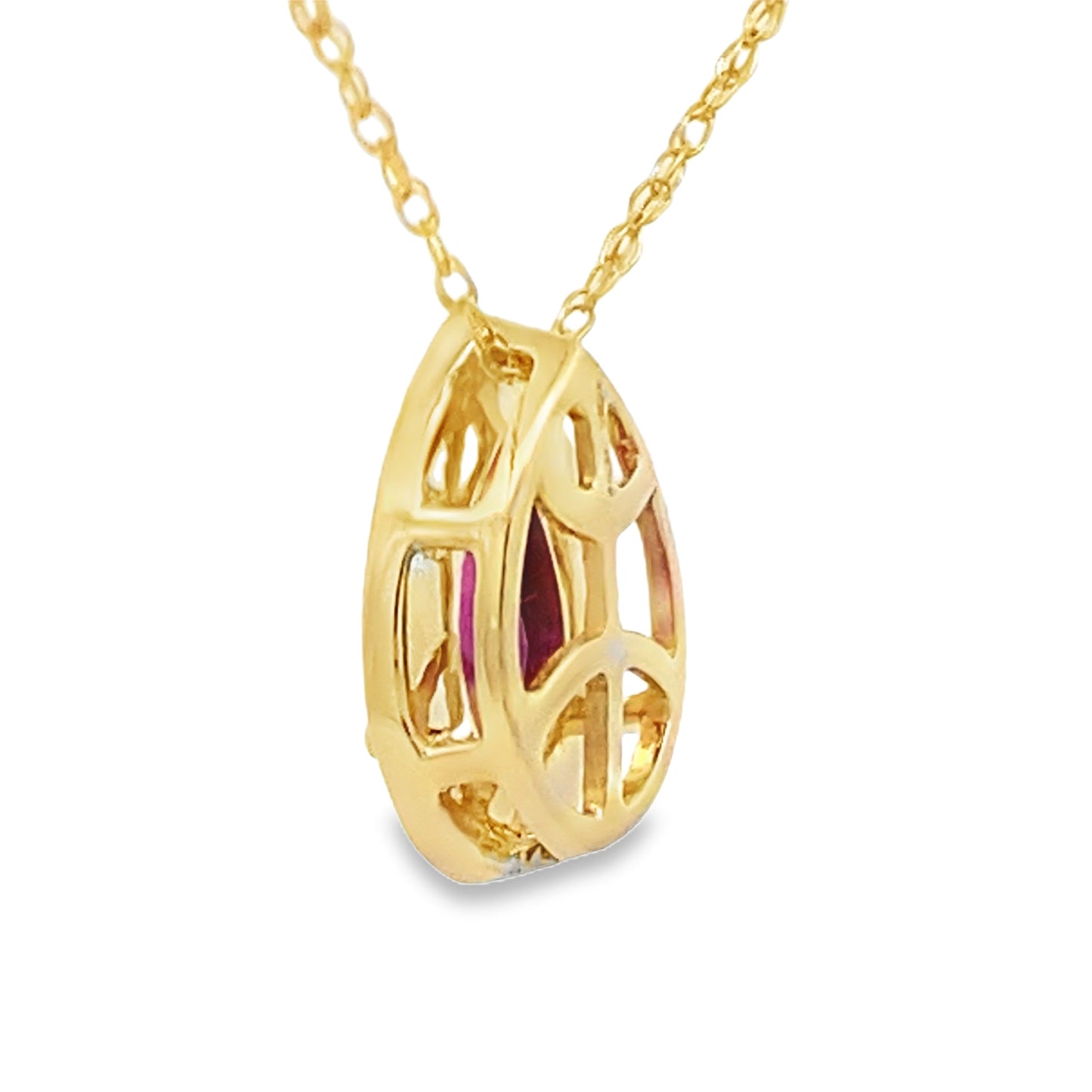 Colgantes de moda de granate y diamante de .52 ct oro amarillo de 10 kt