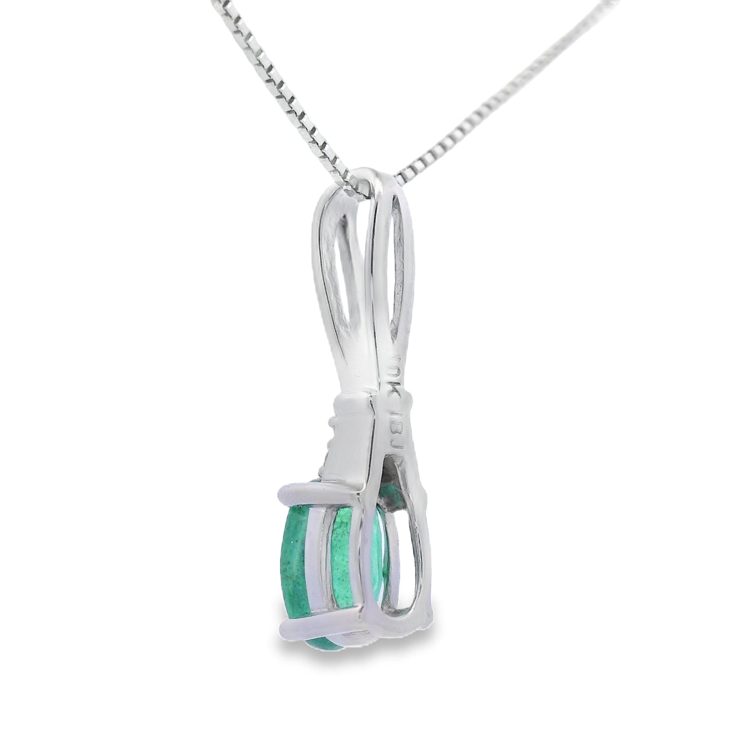 Colgantes de moda de diamante y esmeralda de 0,25 ct en oro blanco de 10 kt