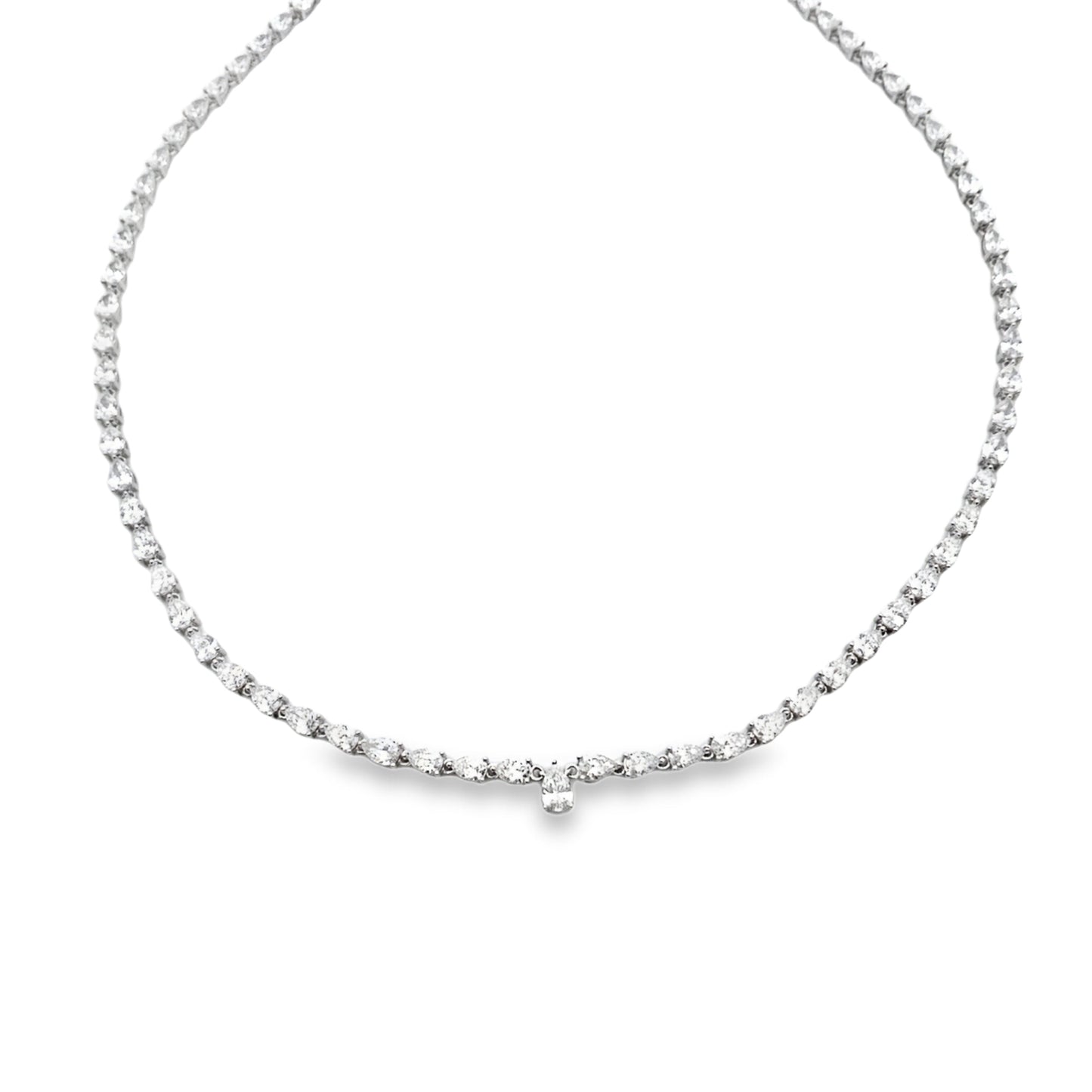 Pulsera de tenis de oro blanco de 14 K con diamantes cultivados en laboratorio de 15,00 ct