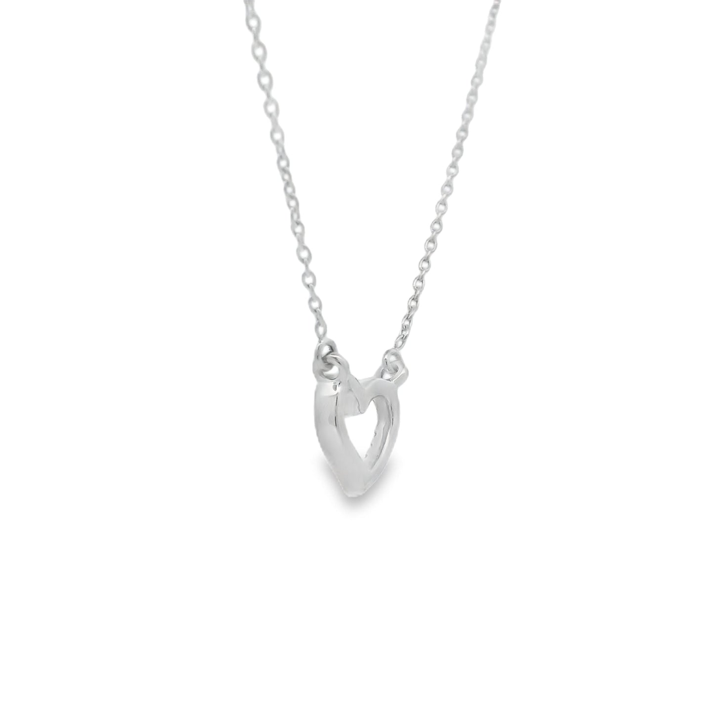 Colgante Corazón de Amor con Diamante de 0,03 ct en Oro Blanco de 14 kt