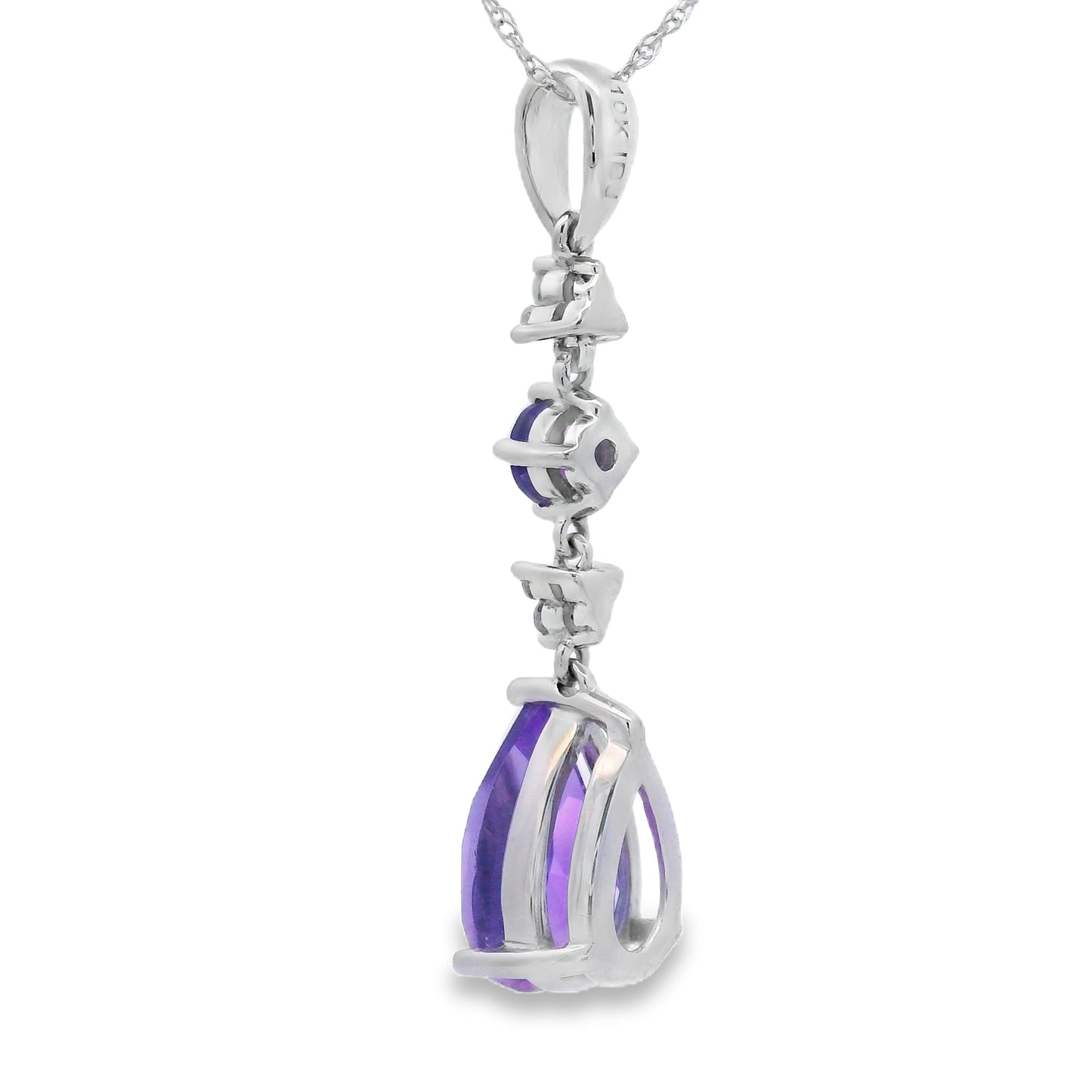 Colgantes de moda de amatista y diamante Oro blanco de 10 qt
