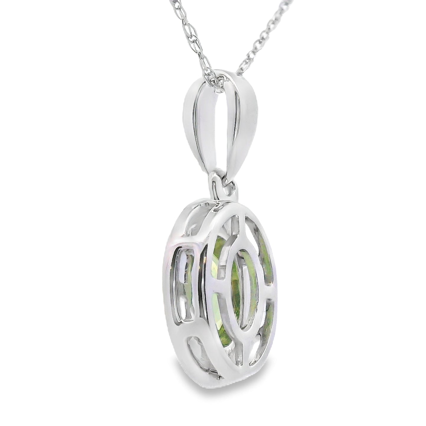 Colgantes de moda de peridoto y diamante de 0,50 ct de oro blanco de 10 kt