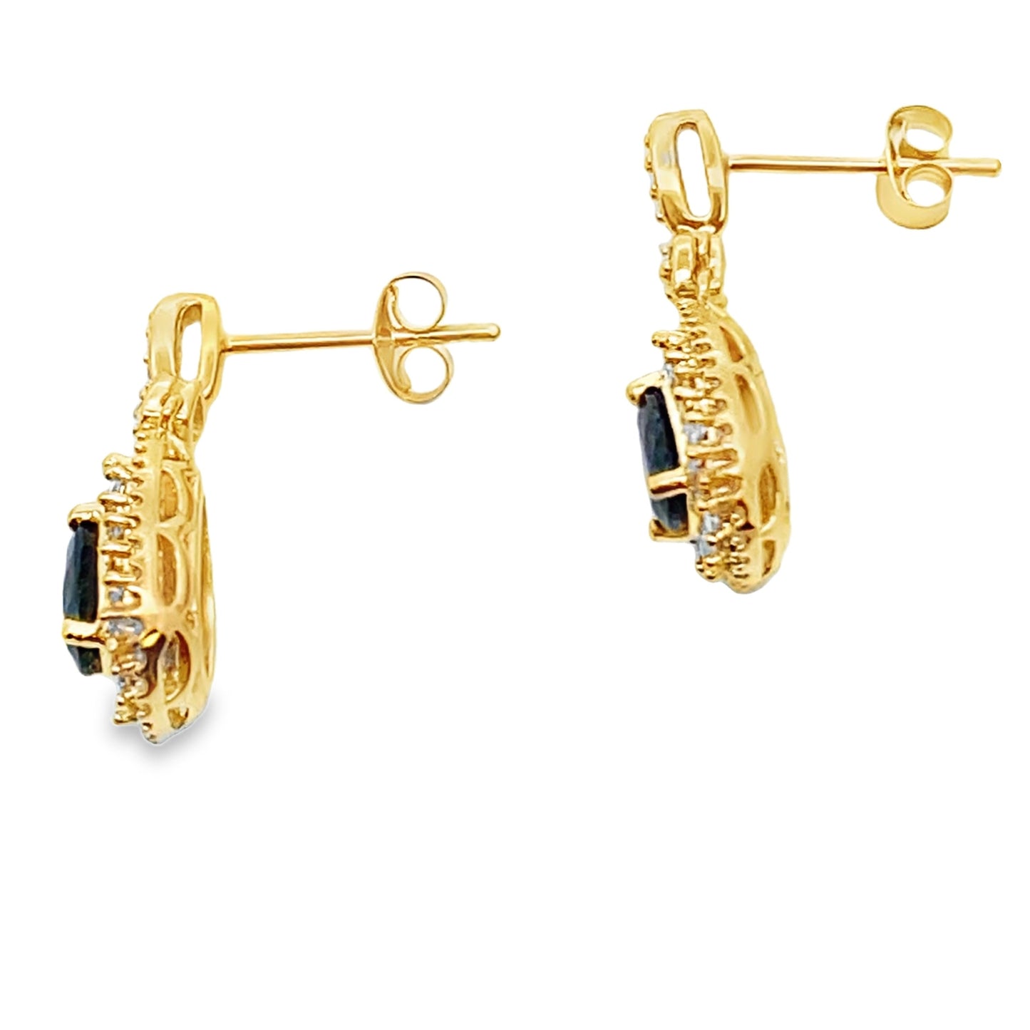 Pendientes de zafiro y diamantes de 1,22 ct en oro amarillo de 10 kt