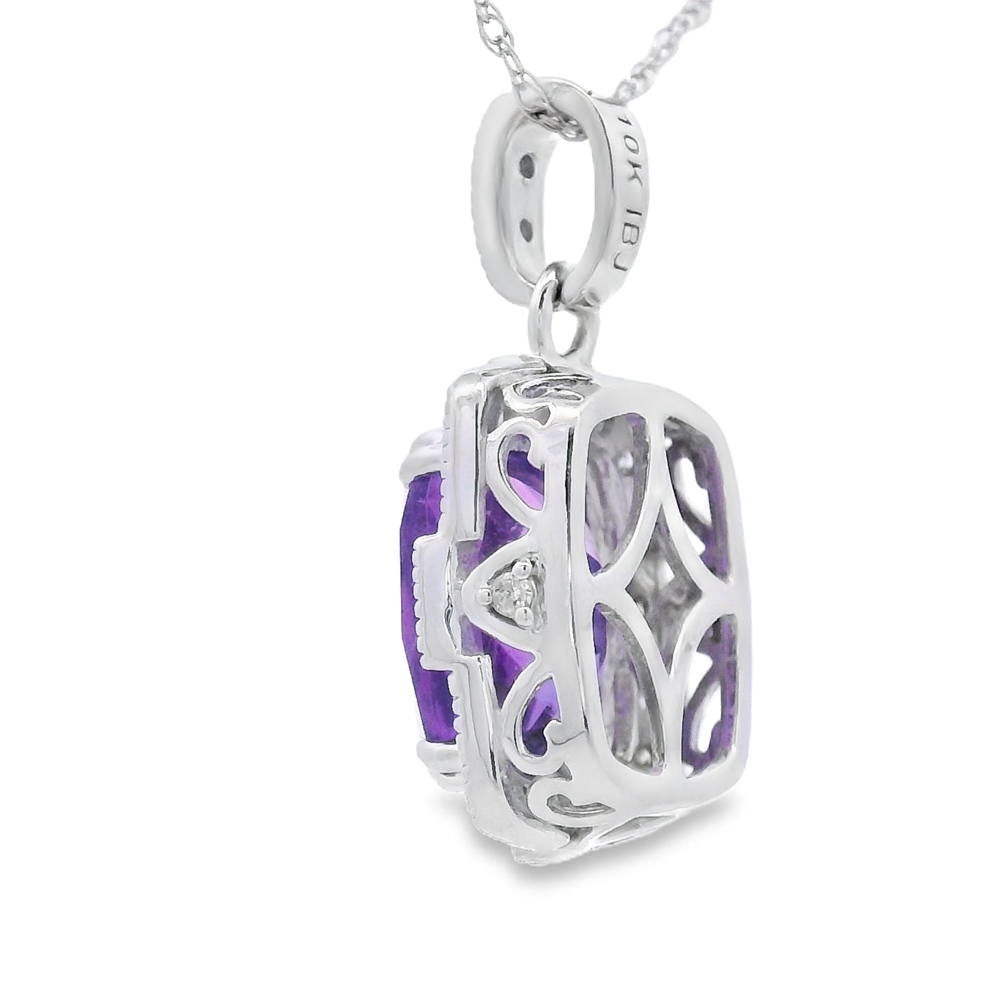 Colgantes de moda de amatista y diamante Oro blanco de 10 qt