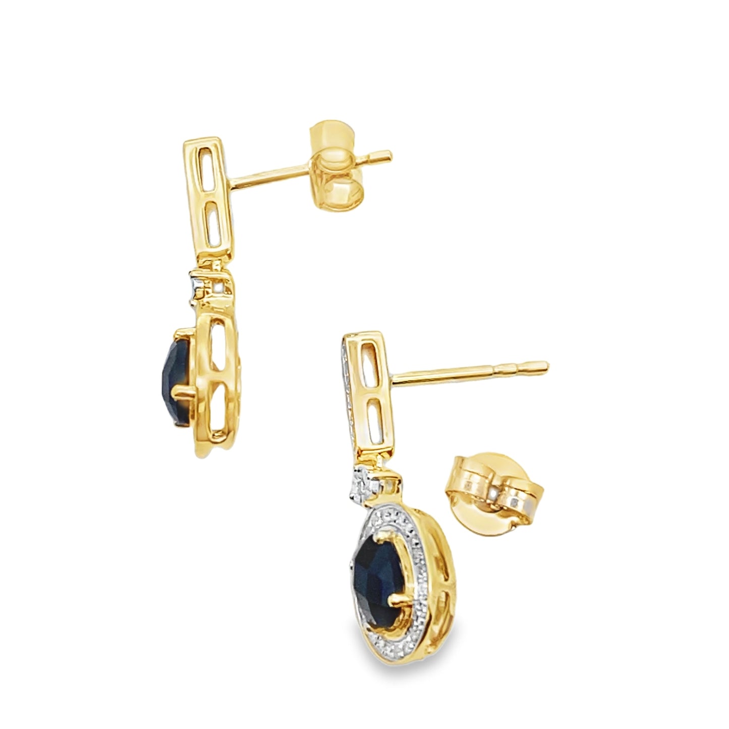 Pendientes colgantes de ónix y diamantes de 1,06 ct en oro amarillo de 10 kt