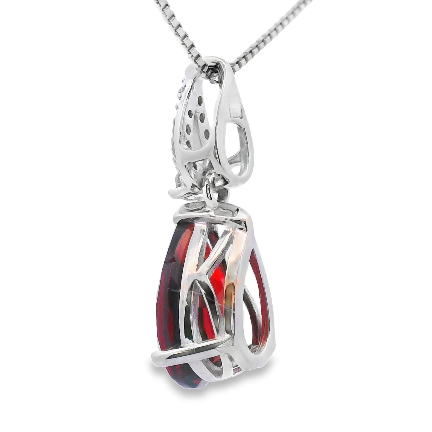 Colgantes de moda de granate y diamante de 1,38 ct, oro blanco de 10 kt