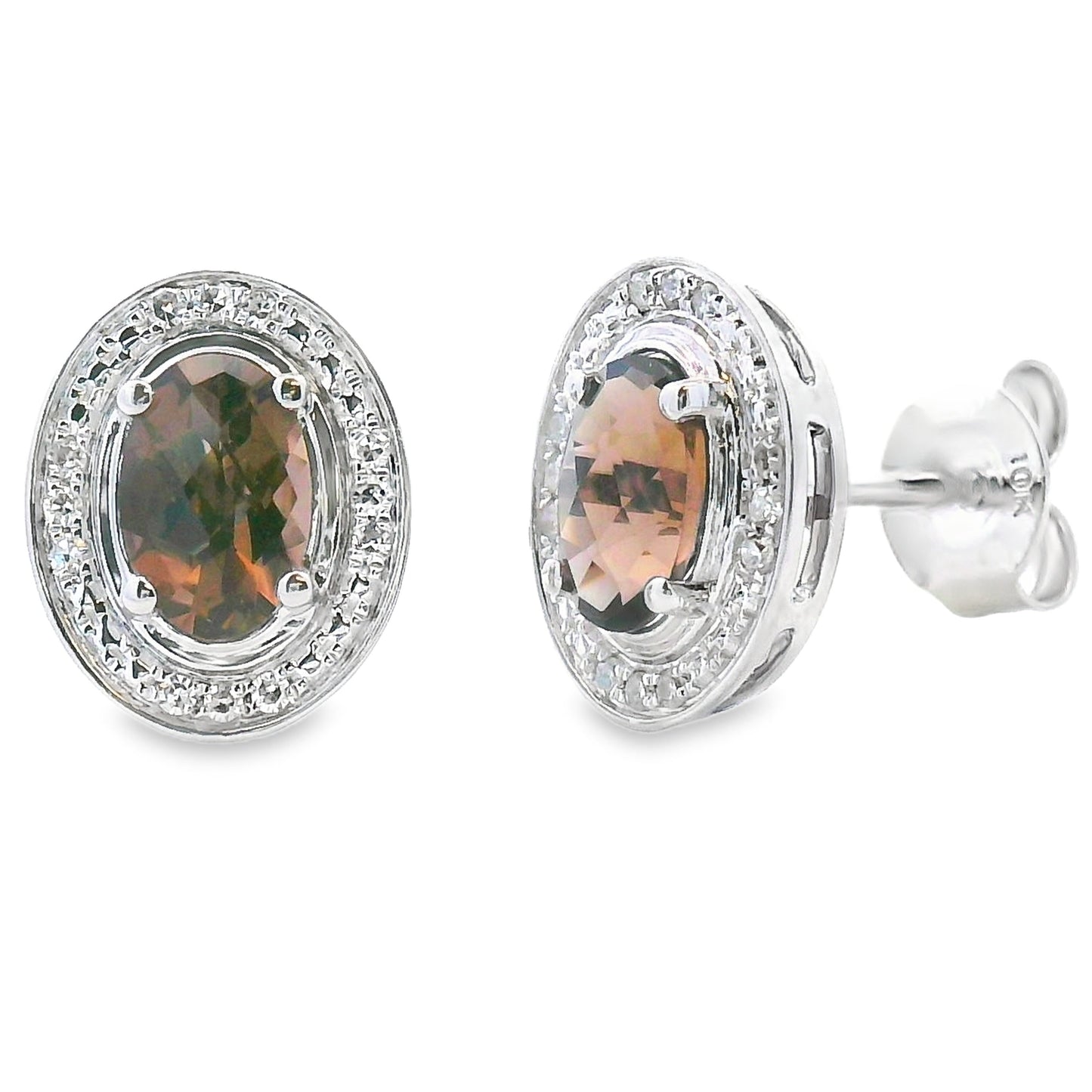 Pendientes de cuarzo y diamantes de 0,85 ct de oro blanco de 10 qt