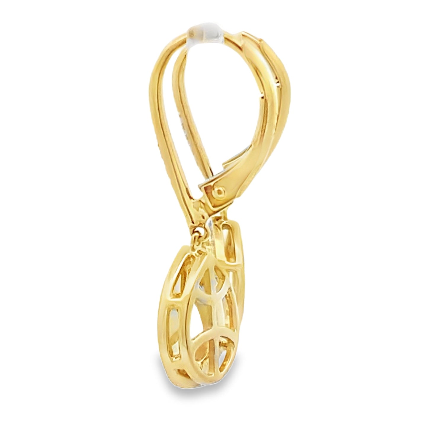 Pendientes Colgantes de Cuarzo Rosa y Diamantes Oro Amarillo de 10KT