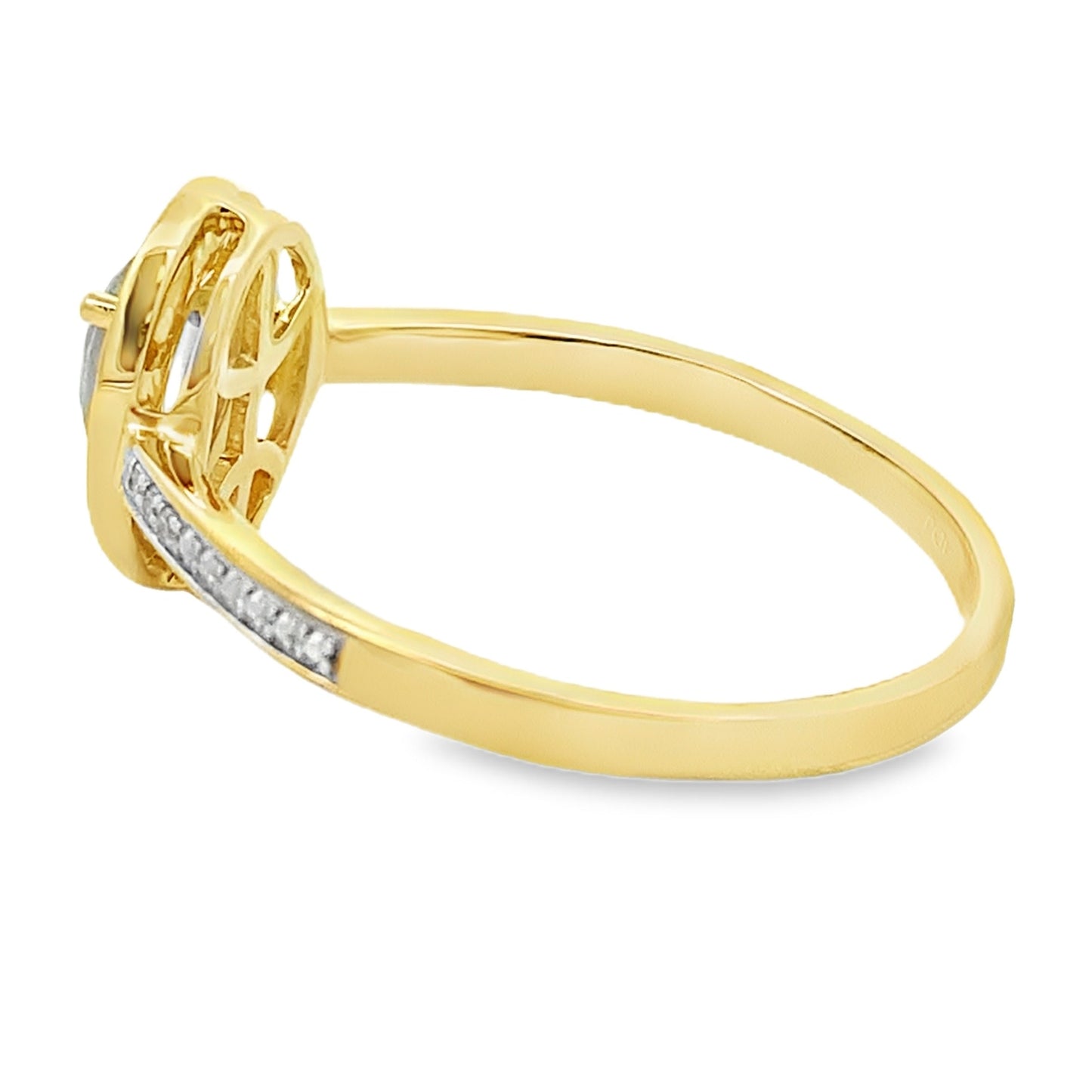 Anillo de Topacio Místico de Fuego de 0,50 ct con Diamantes en Oro Amarillo de 10 qt
