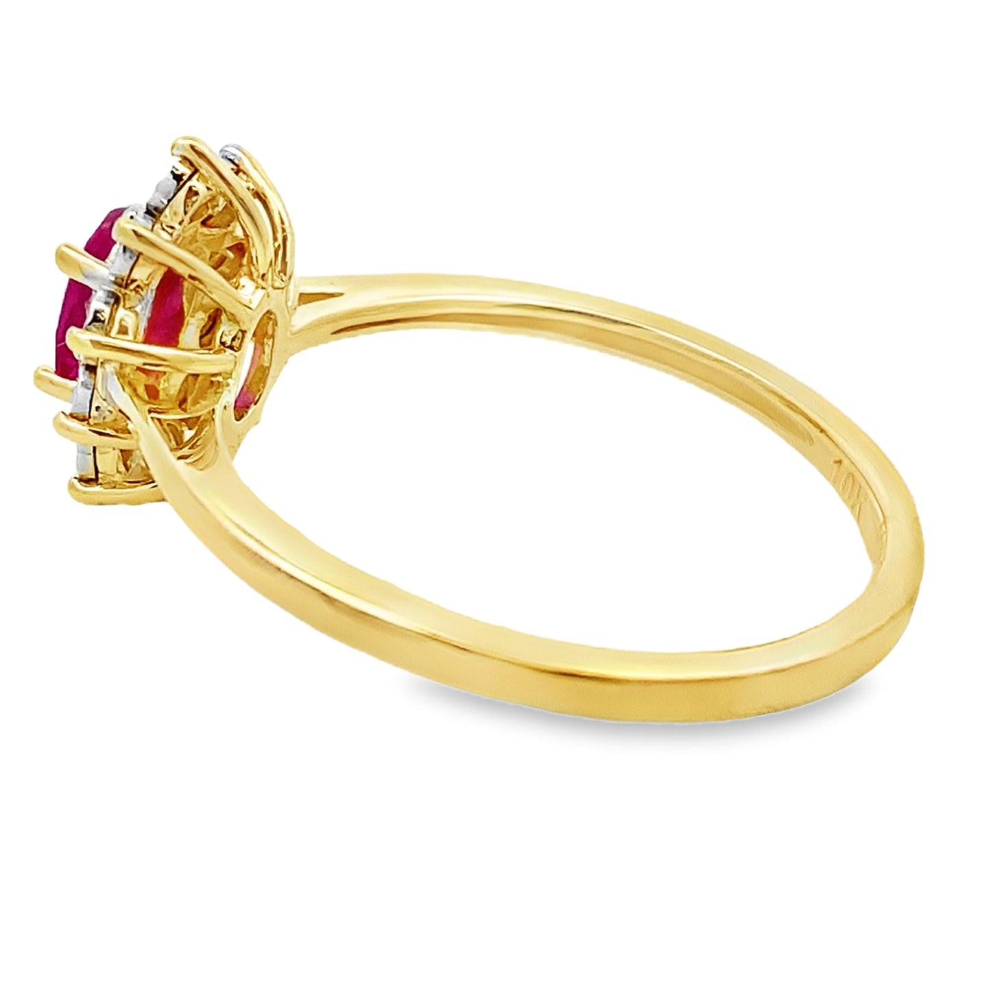 Anillo de rubí y diamantes de 0,63 ct en oro amarillo de 10 kt