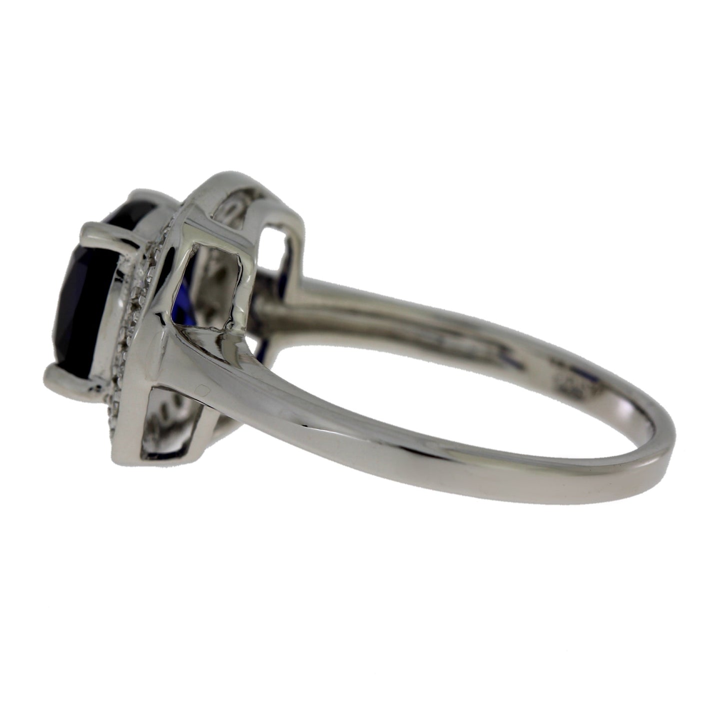 Anillo de zafiro y moissanita de plata esterlina