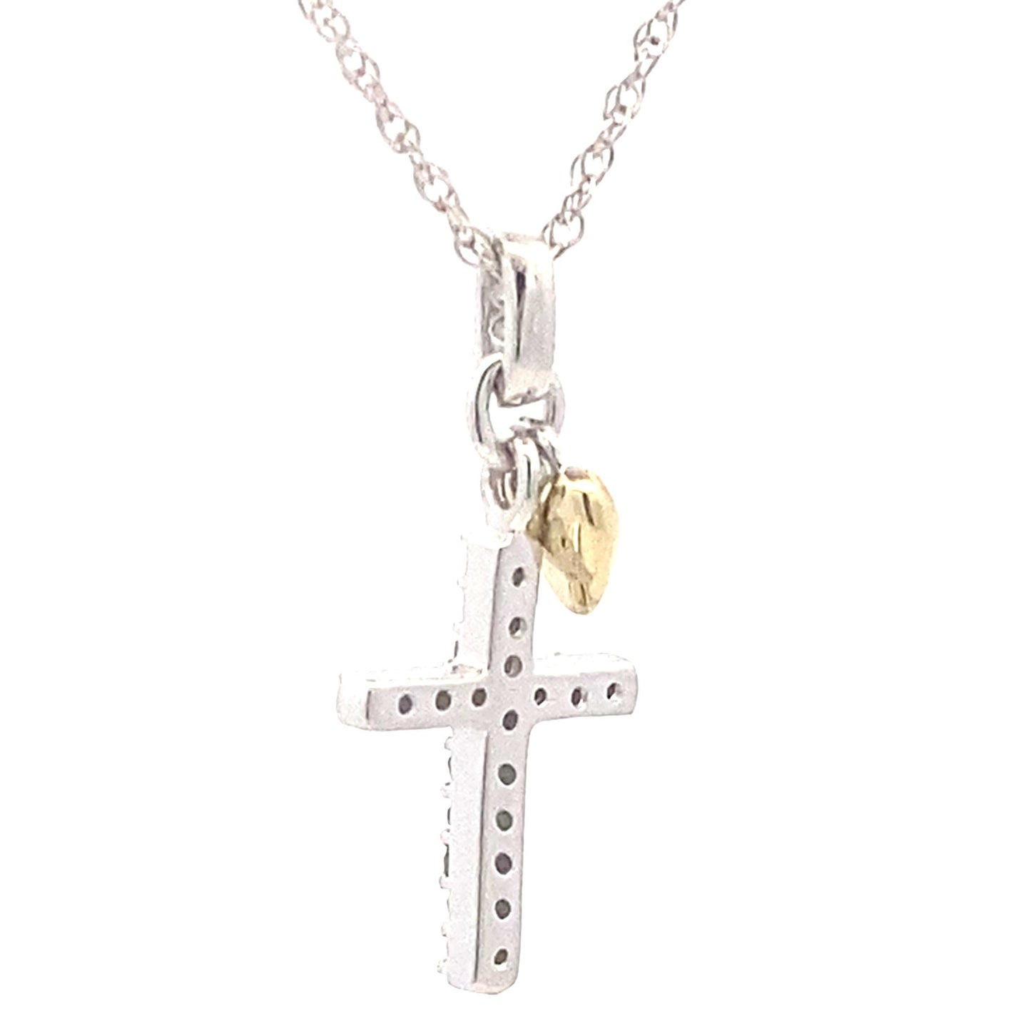 Colgante cruz de diamante de .15 ct de plata de ley