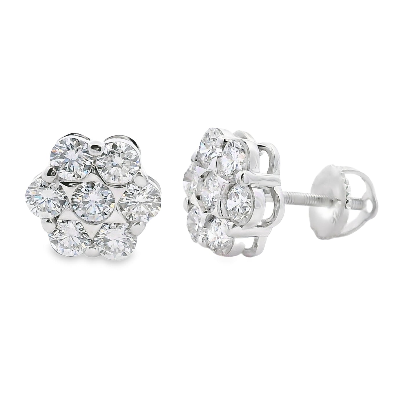 Aretes de diamantes cultivados en laboratorio de 1,87 ct, plata esterlina
