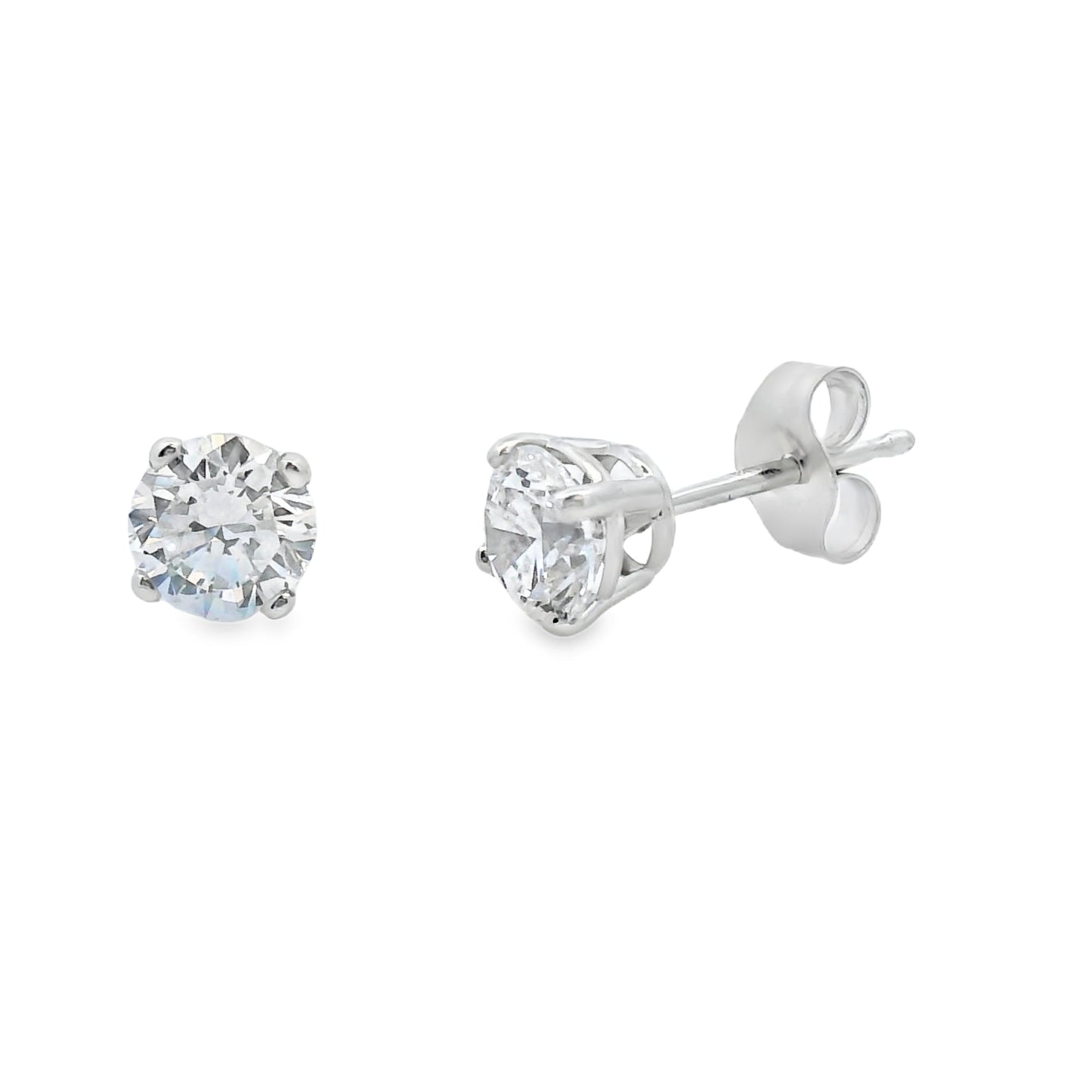 Pendientes de tuerca con diamantes cultivados en laboratorio de 1,00 ct, oro blanco de 14 kt
