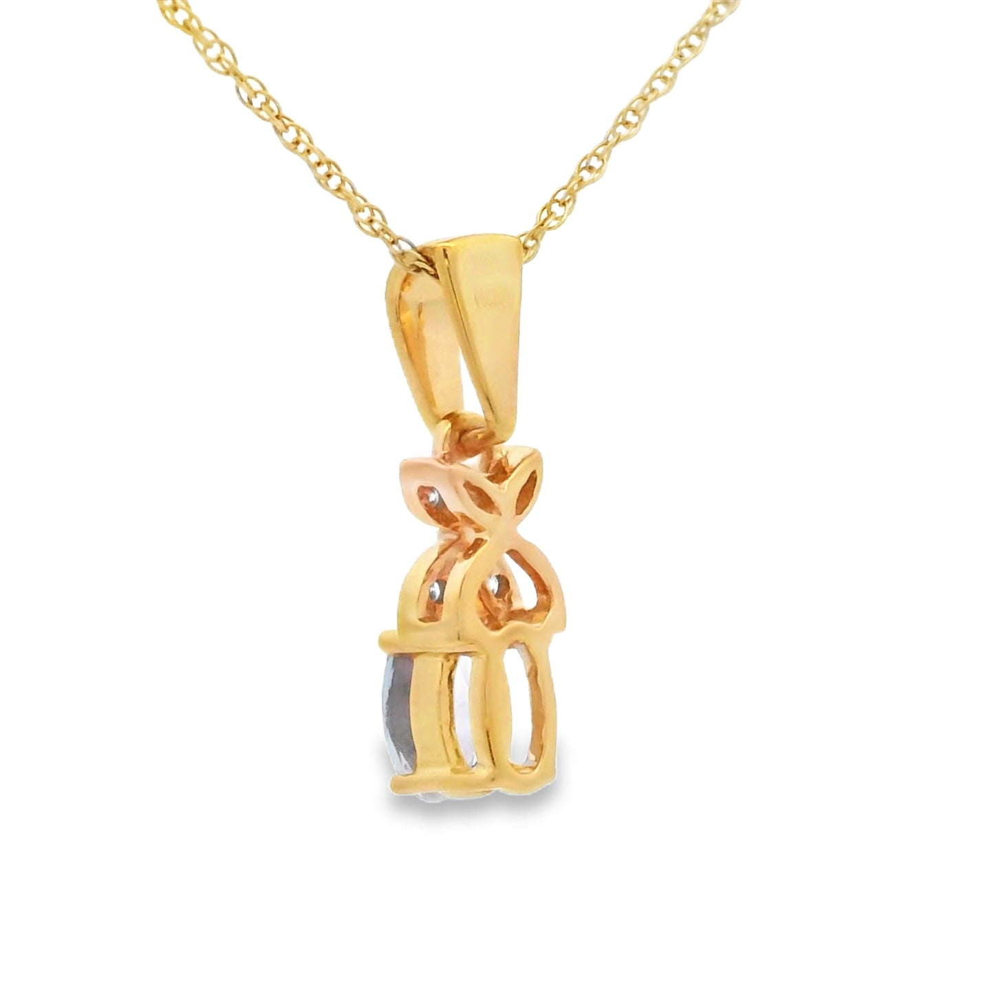 Colgantes de moda de tanzanita y diamante en oro amarillo de 10 quilates