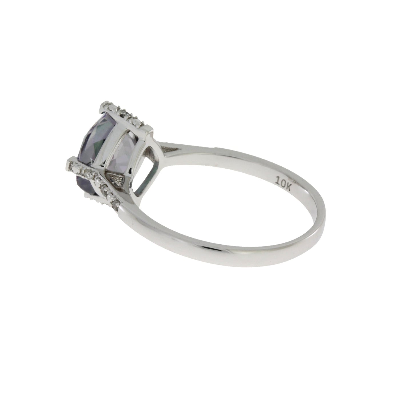 Anillo de topacio Mystic Fire y diamantes de 1,25 ct de oro blanco de 10 qt
