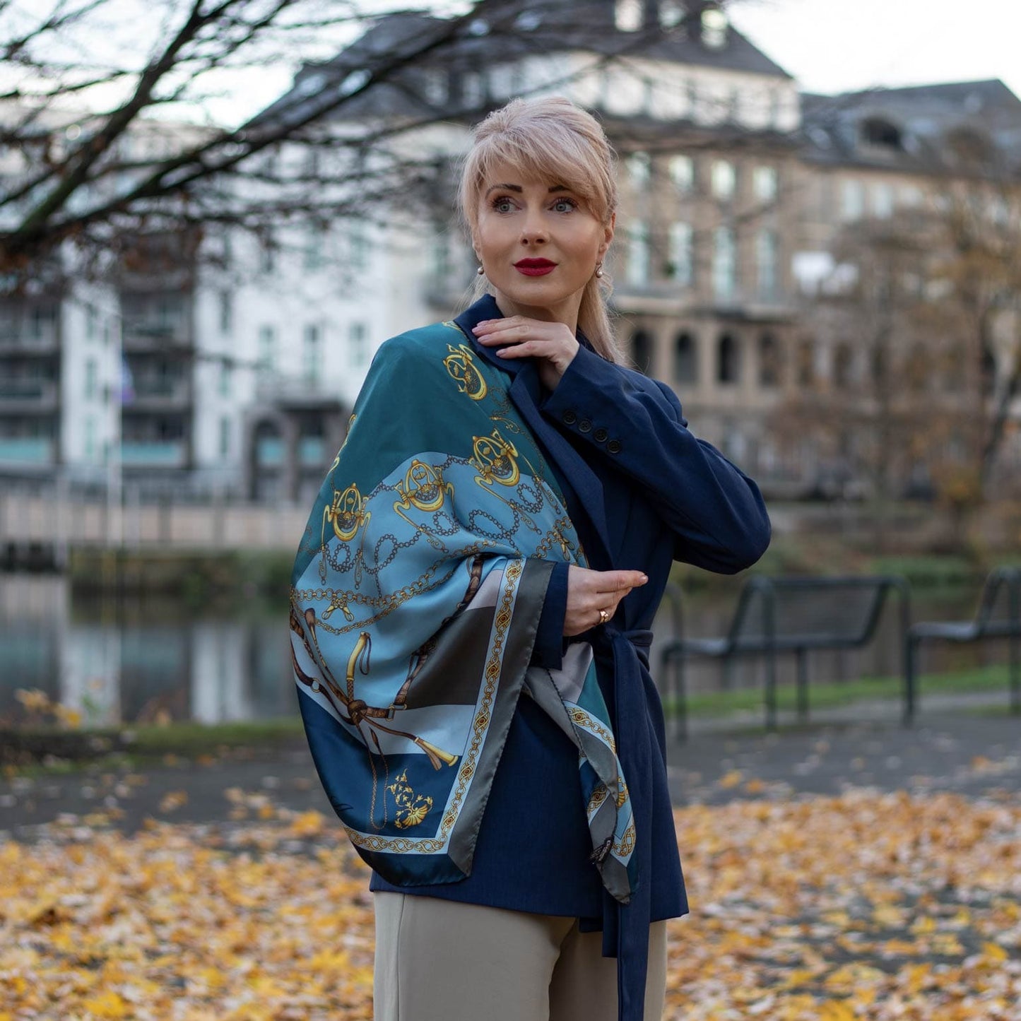 Gabriella - Silk Foulard - Azure