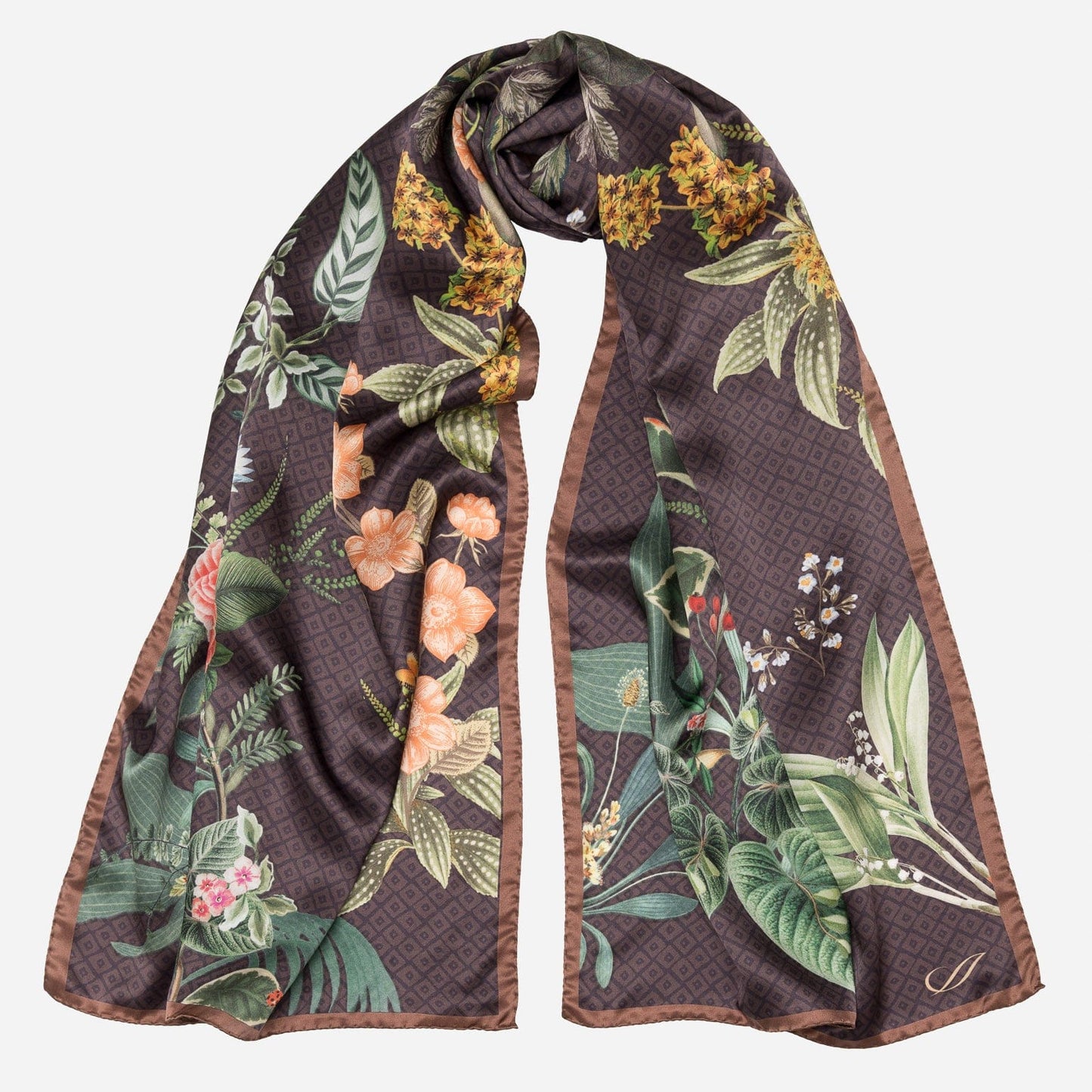 Sara - Long Silk Scarf - Chocolate - My Men's Shop
