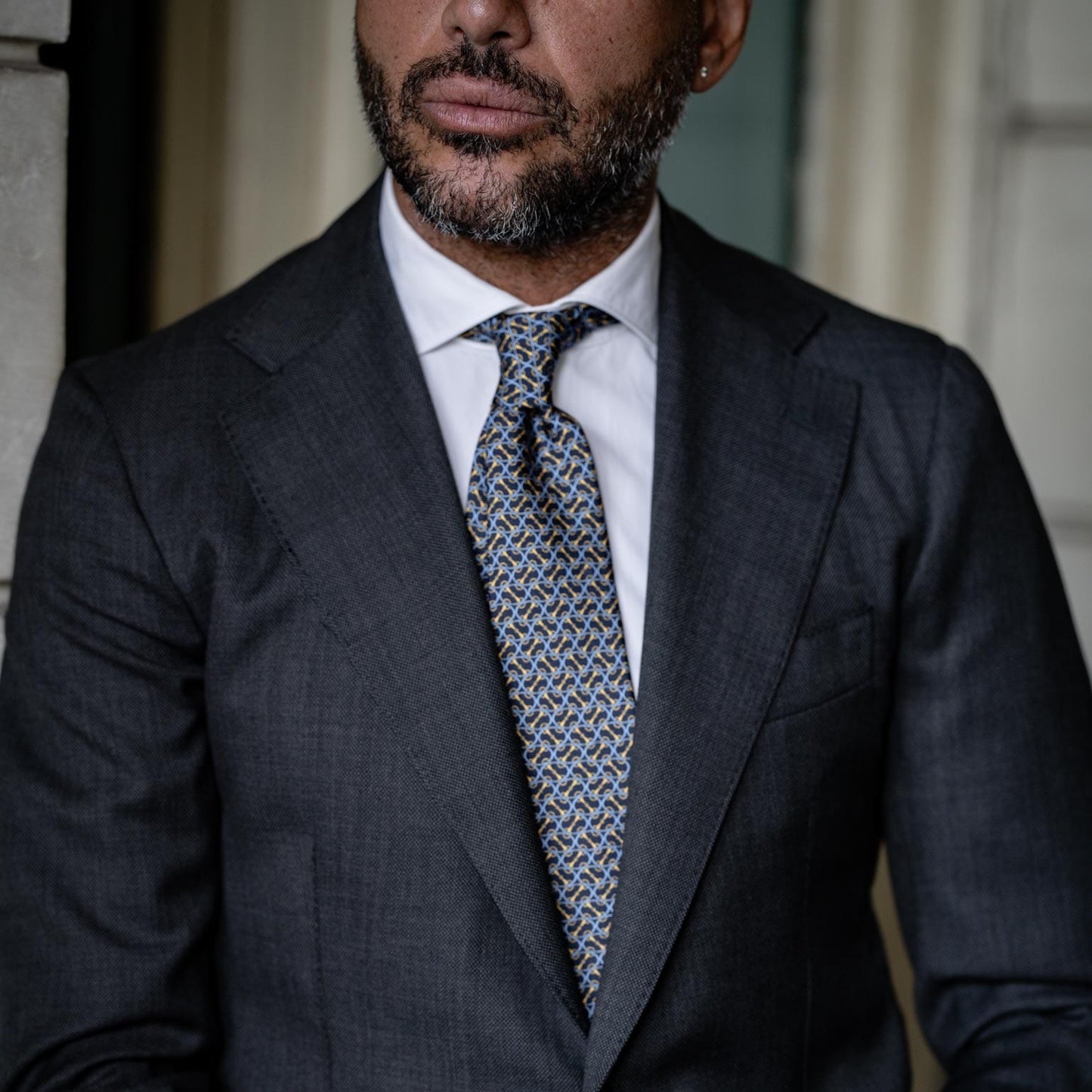 Palio - Printed Silk Tie - Navy