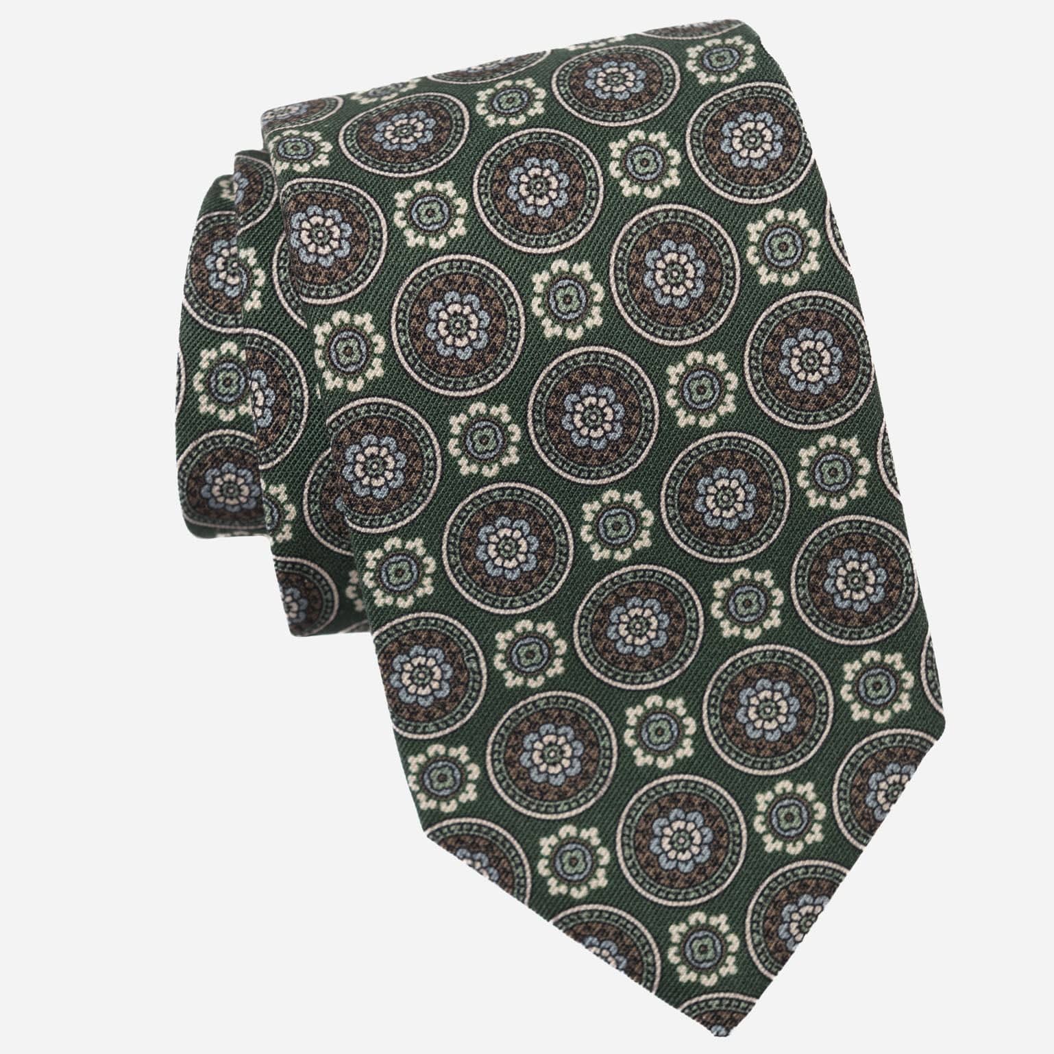 La Vigna - Printed Wool & Silk Tie - Green - My Men's Shop