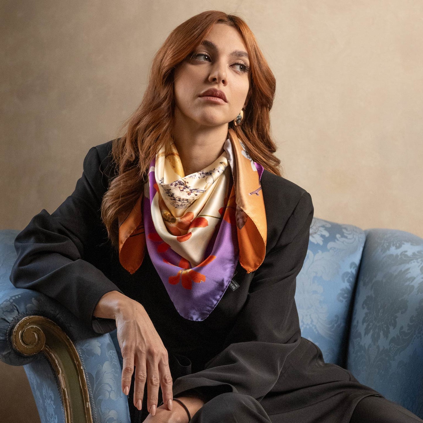 Cristina - Silk Foulard - Champagne