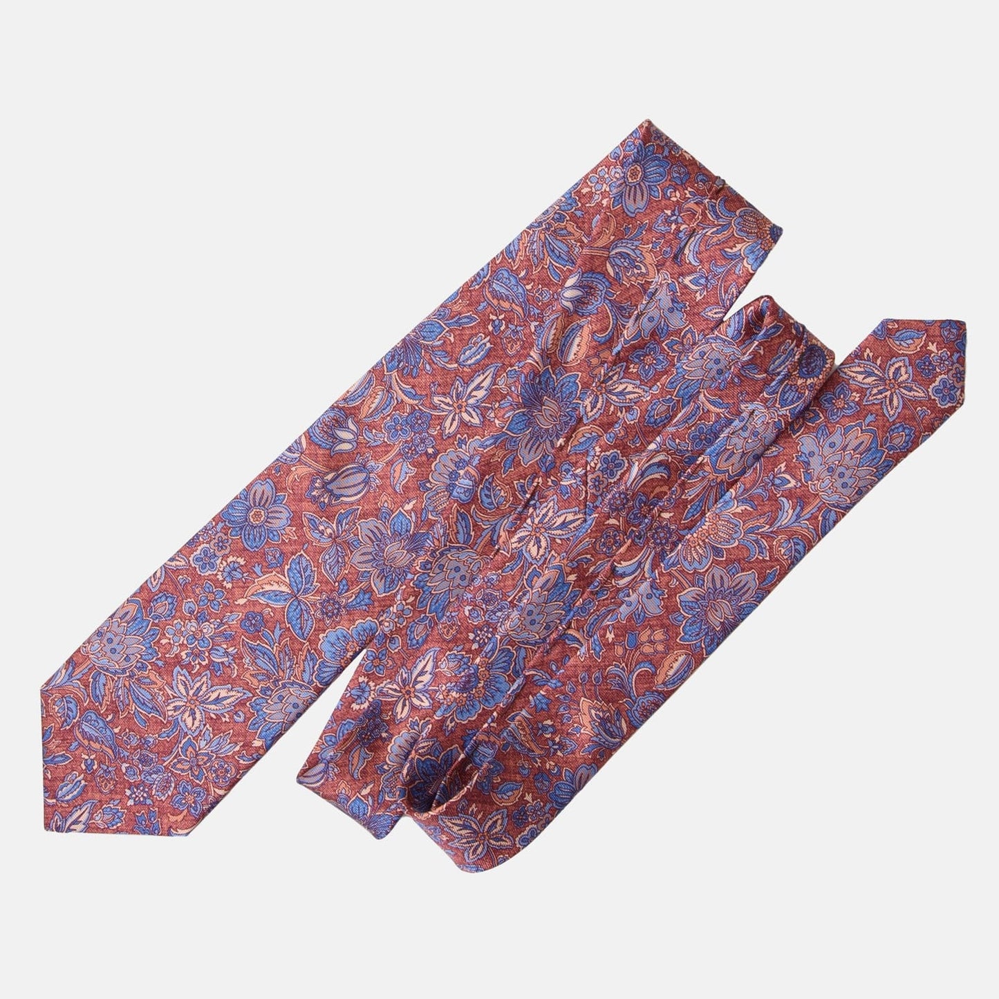 Catania - Printed Silk Tie - Blue & Brick Red - My Men's Shop
