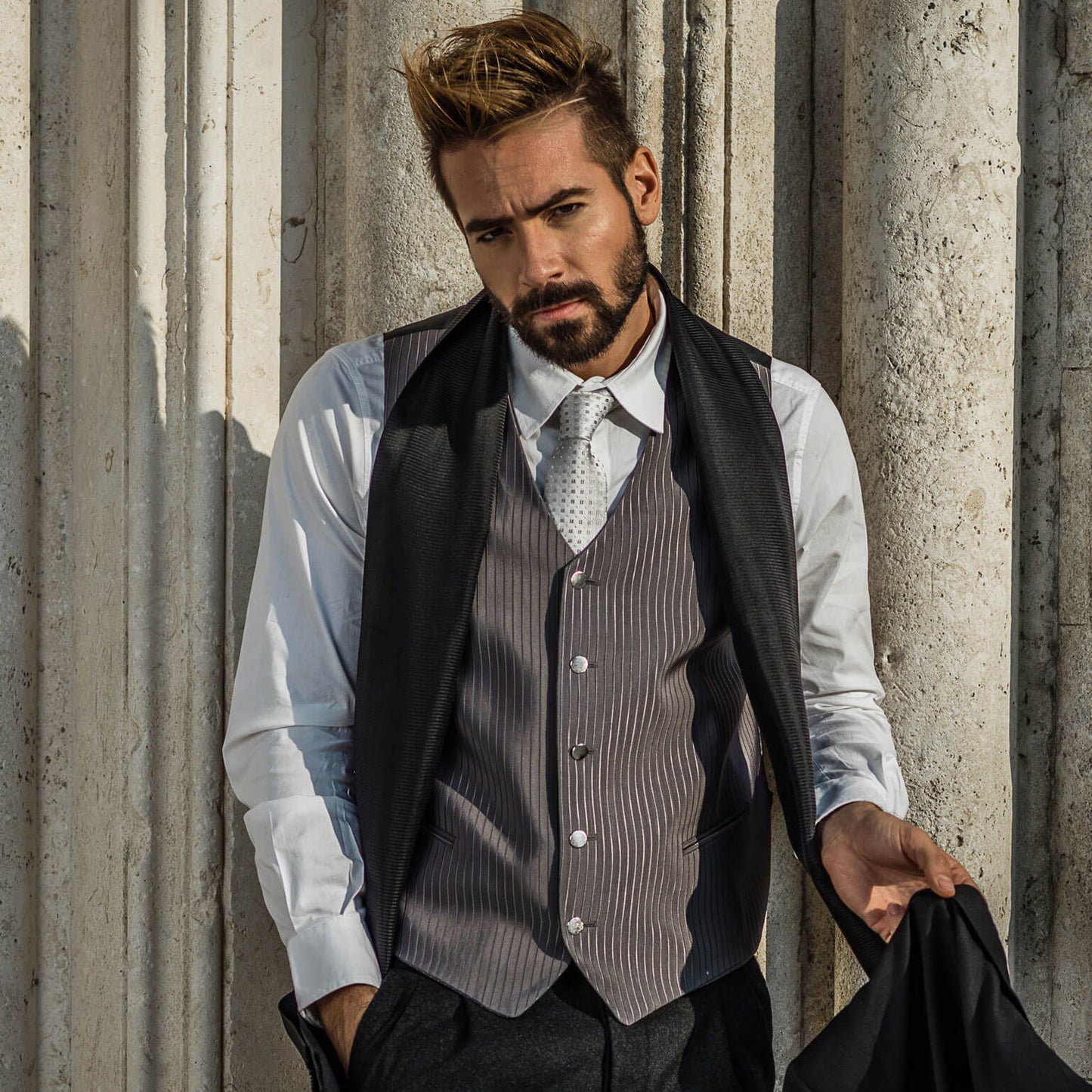 Barbera - Silk Jacquard Tie - Silver - My Men's Shop