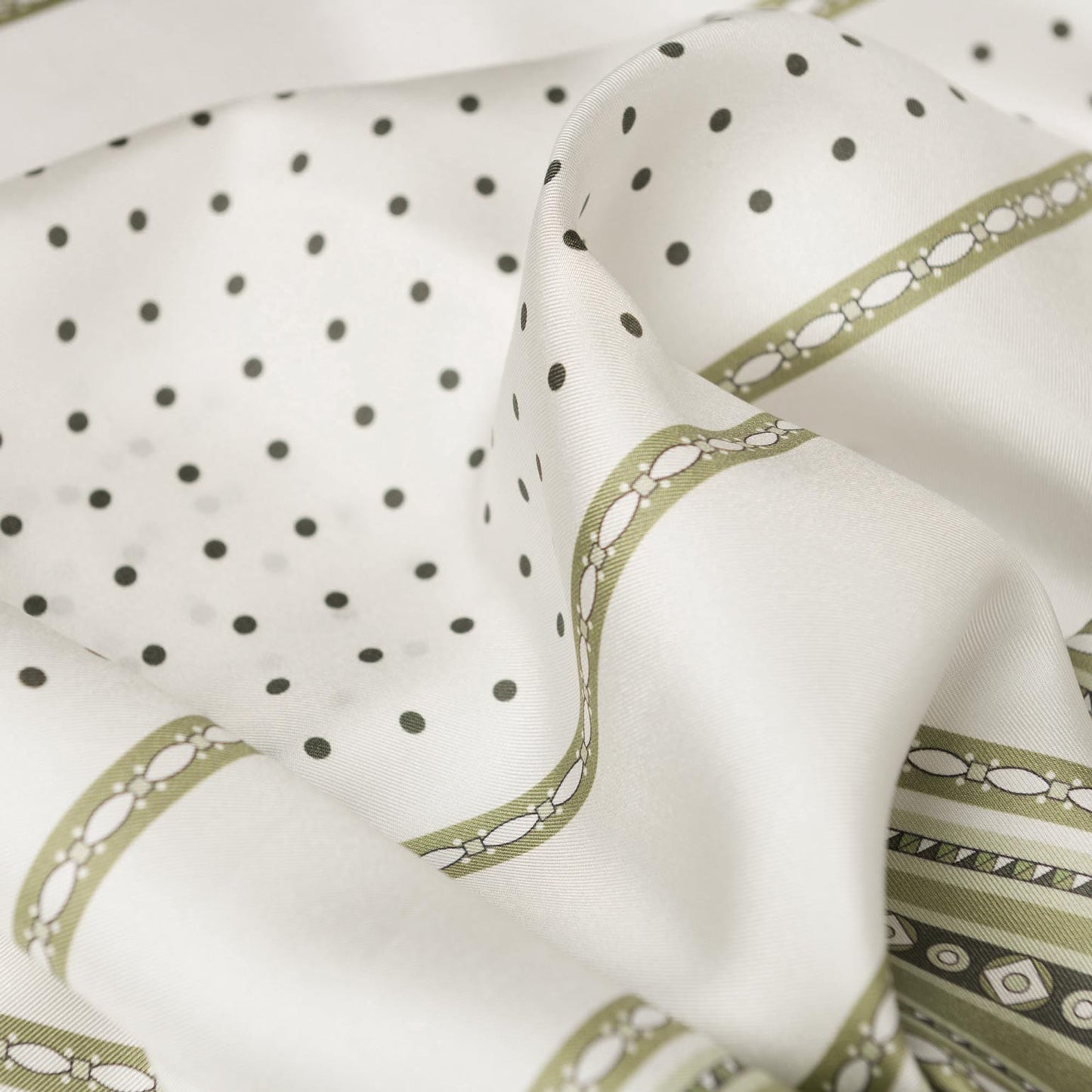 Verona - Silk Neckerchief - White & Sage - My Men's Shop