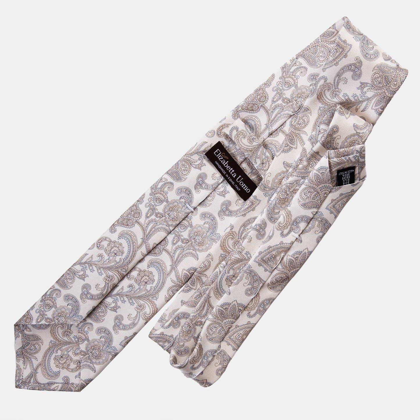 Novara - Printed Silk Tie - Ivory - My Men's Shop