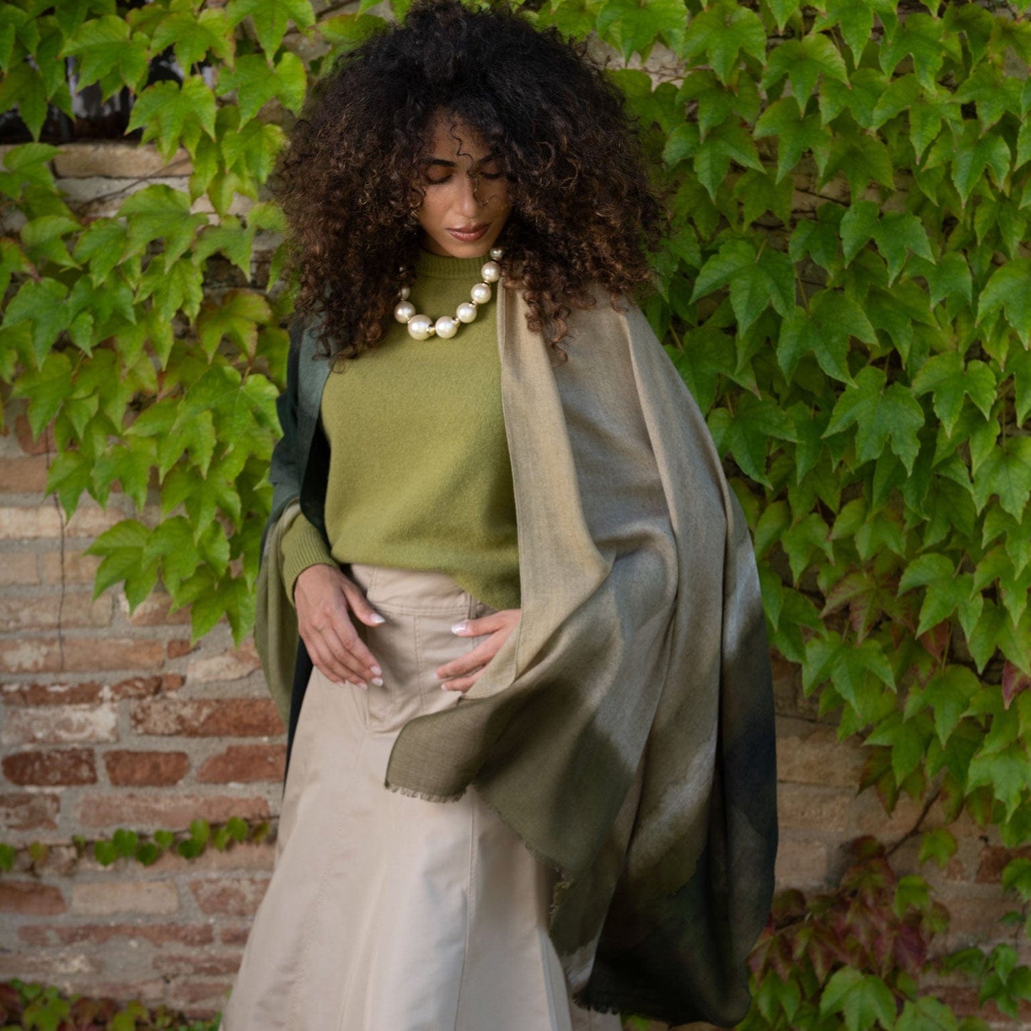 Vicenza - Wool Scarf - Olive Green