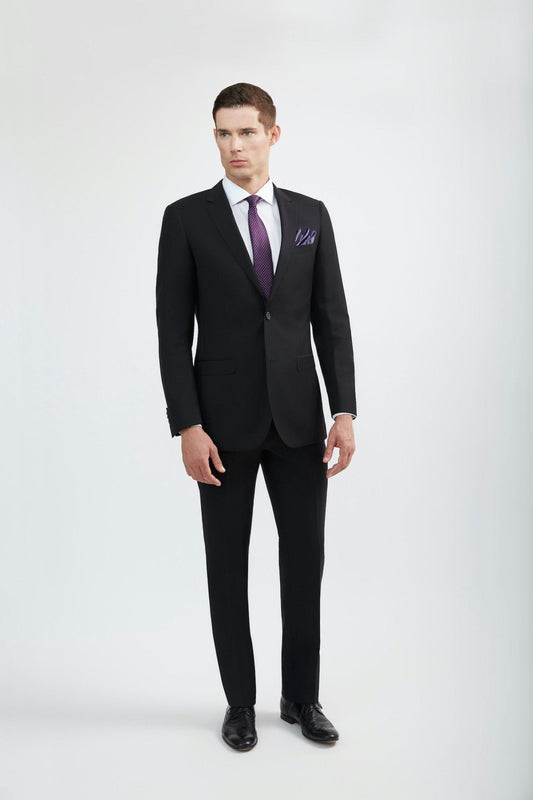 Luxurious 100% Super Fine Italian Wool Black Suit - My Men's Shop