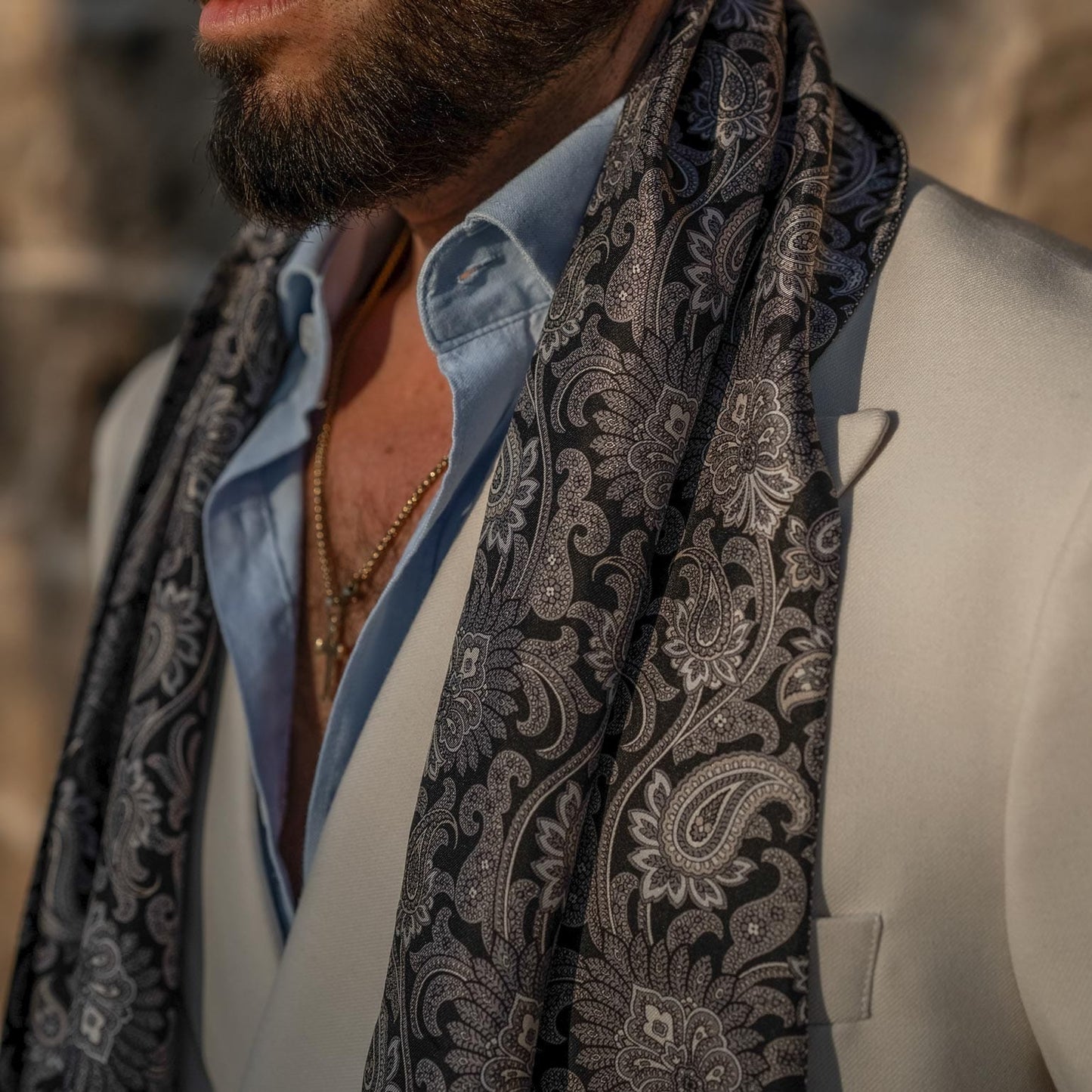 Pasquino - Reversible Silk Scarf - Black