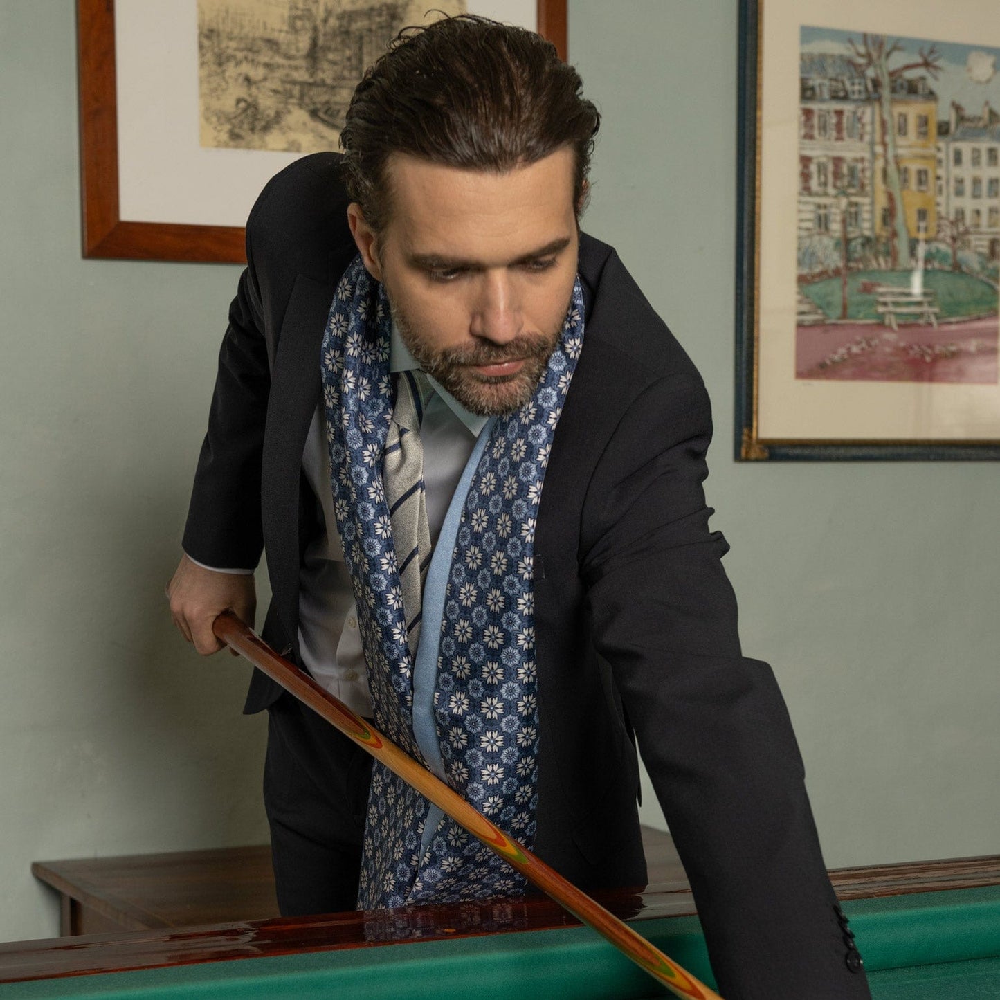 Appia - Reversible Silk Scarf - Blue - My Men's Shop