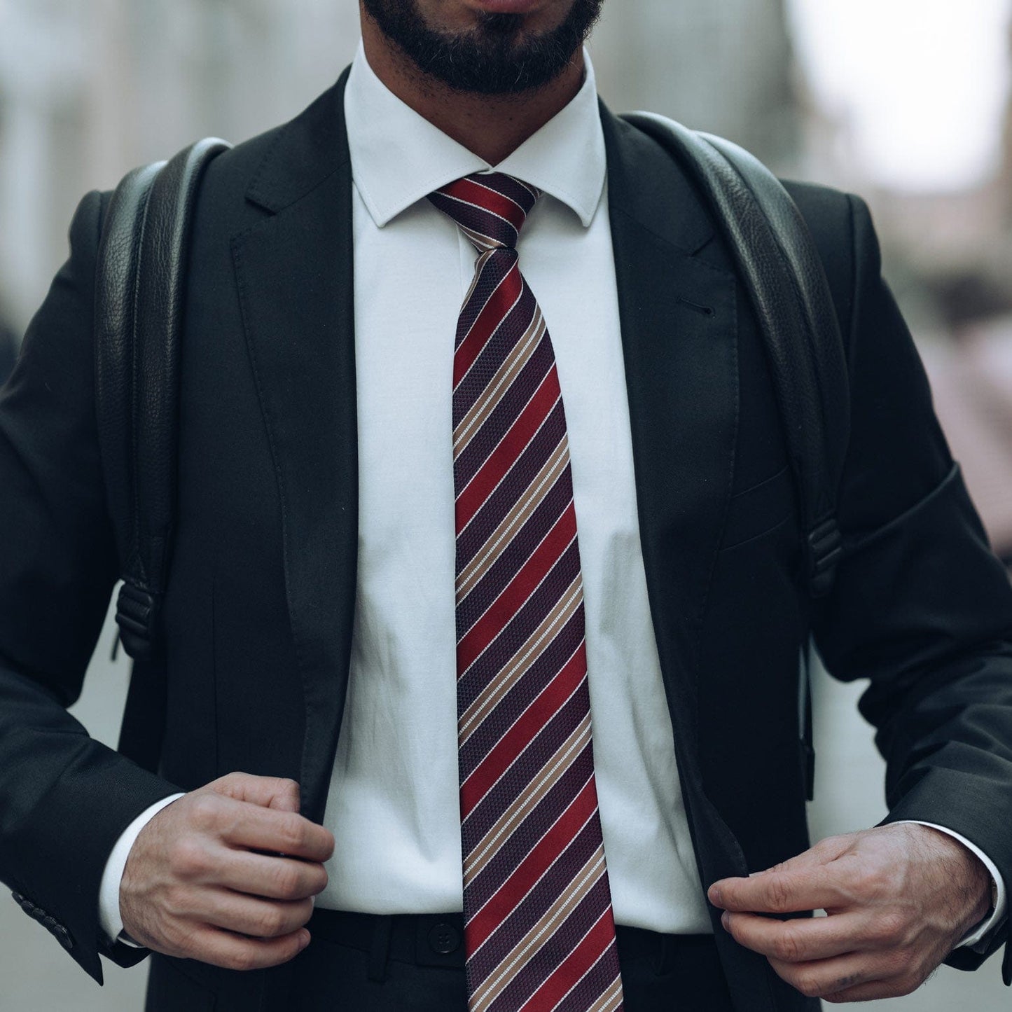 Vesuvio - Silk Jacquard Tie - Red and Burgundy - My Men's Shop