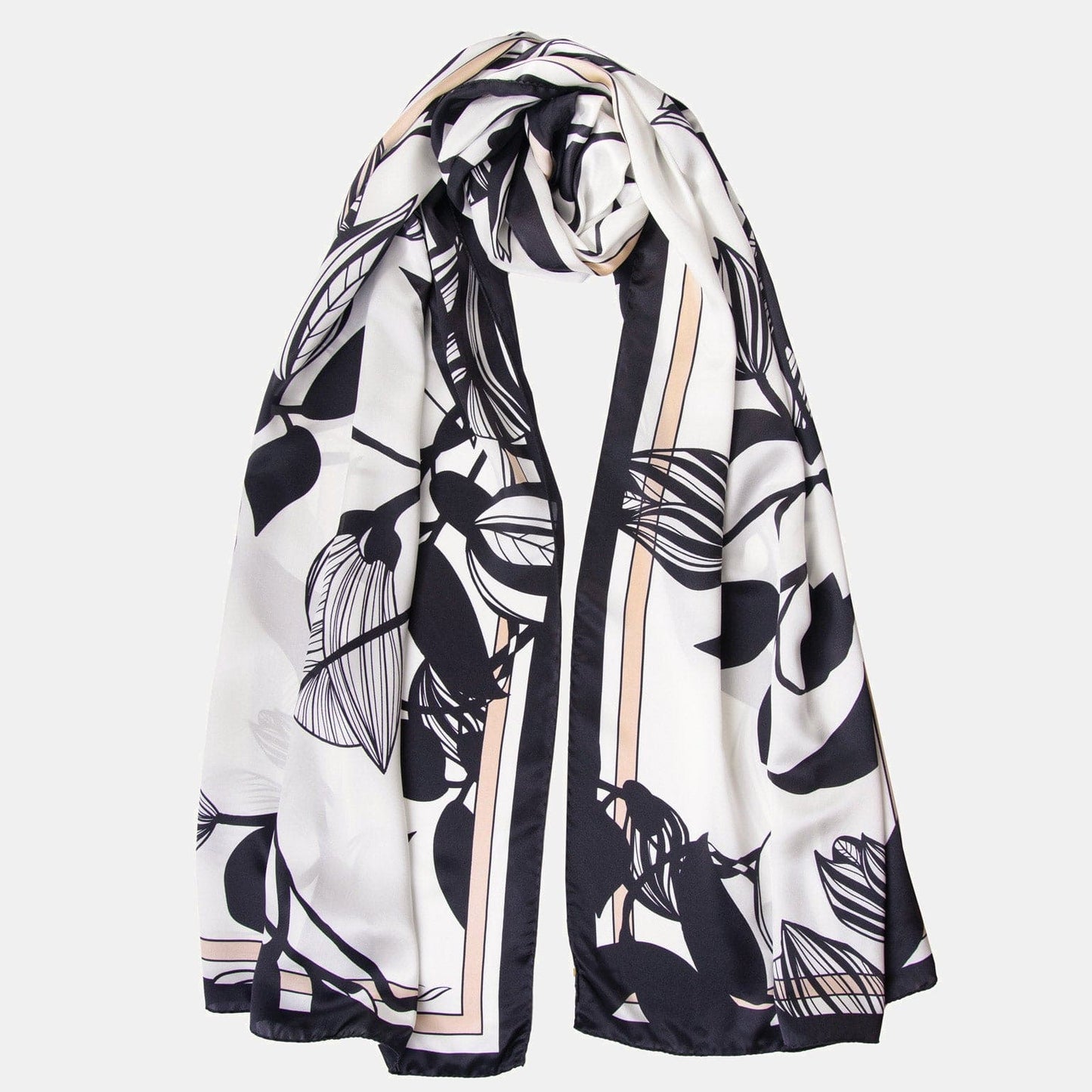 Cara - Silk Scarf Shawl - Soft White & Black - My Men's Shop