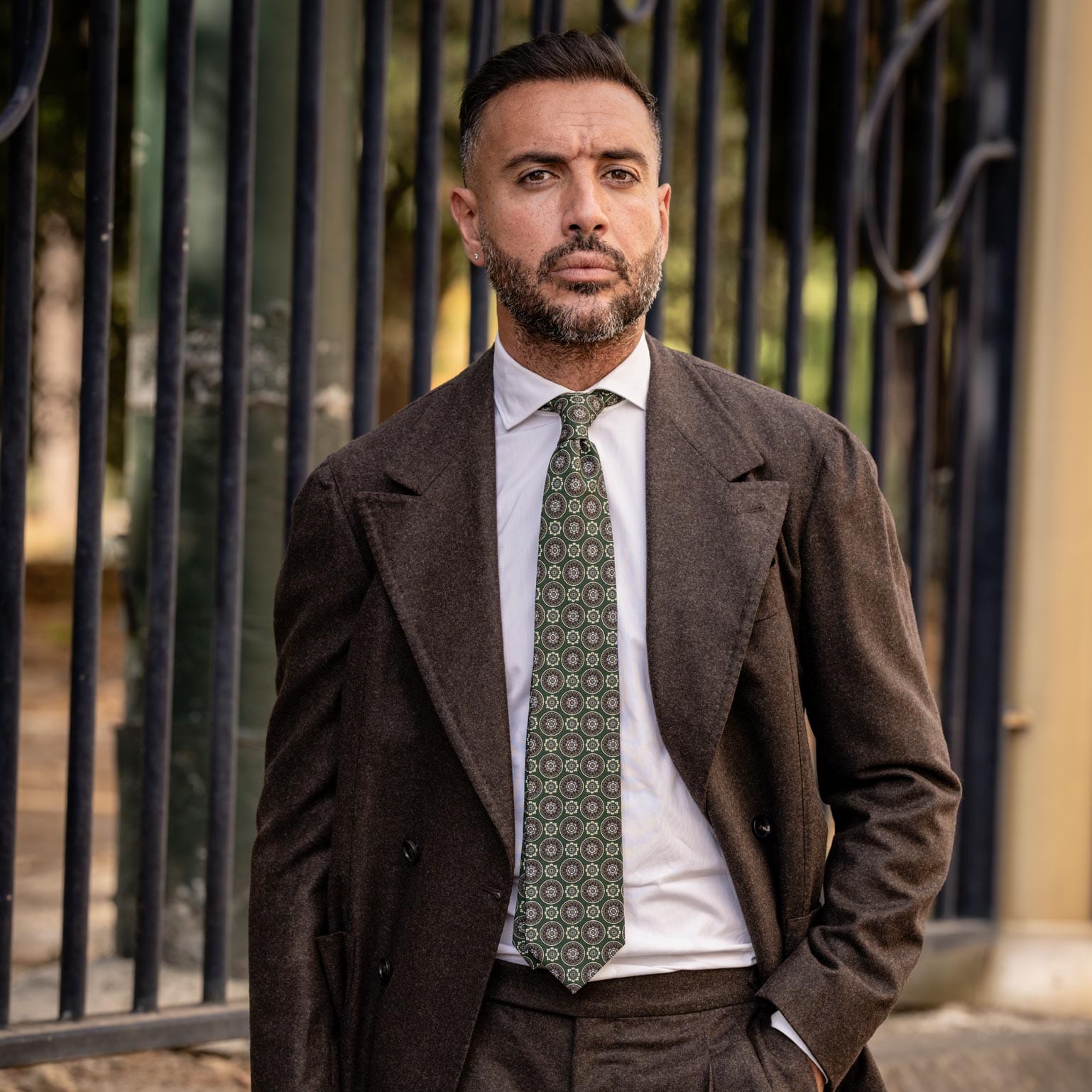 La Vigna - Printed Wool & Silk Tie - Green - My Men's Shop