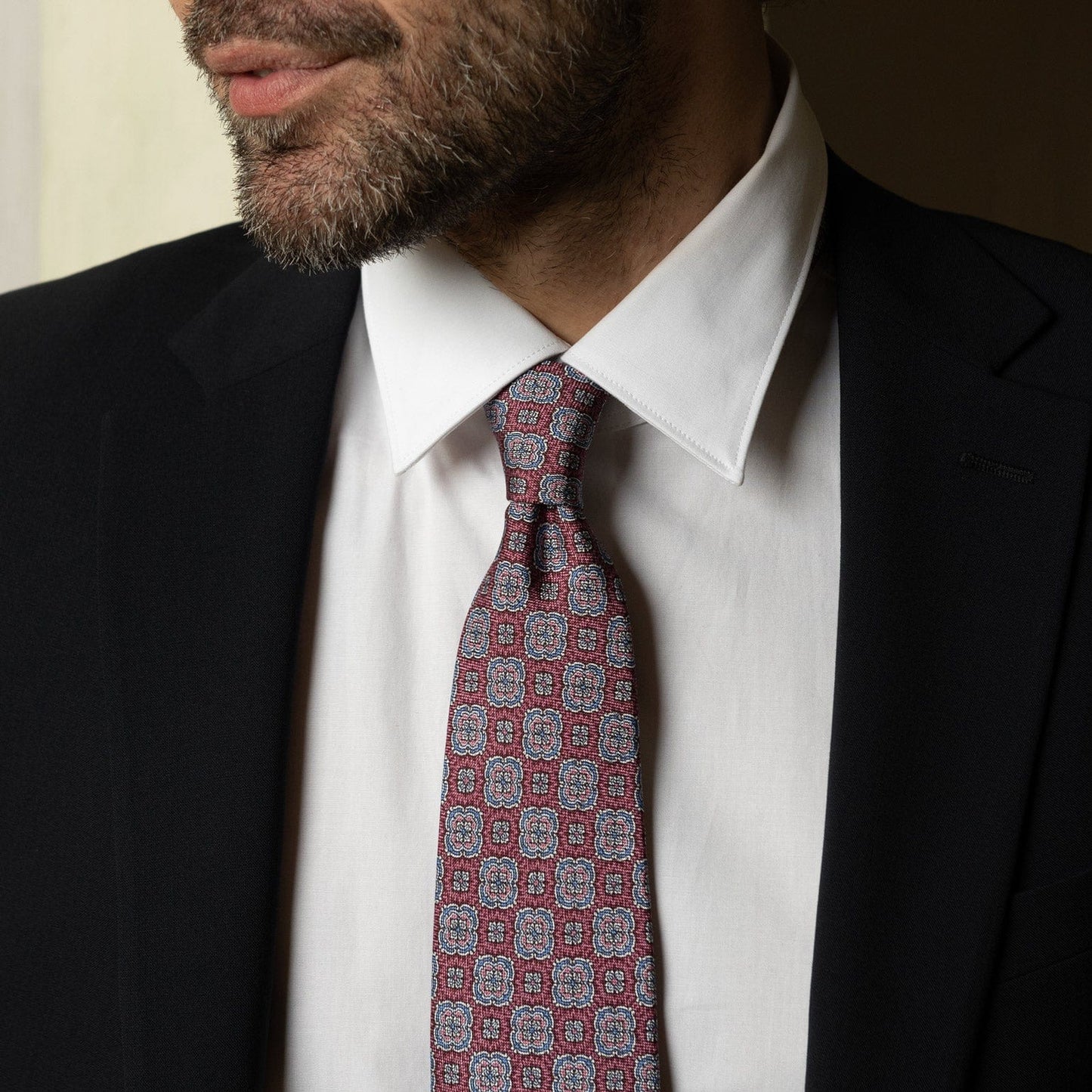 Veneto - Printed Silk Tie - Claret Red