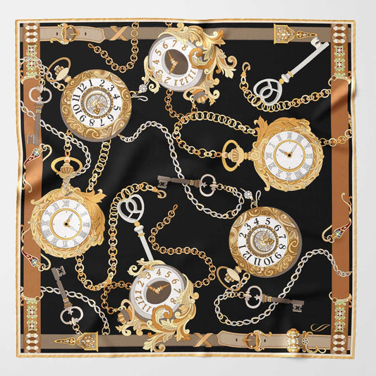 Like Clockwork - Silk Pocket Square - Black - My Men's Shop